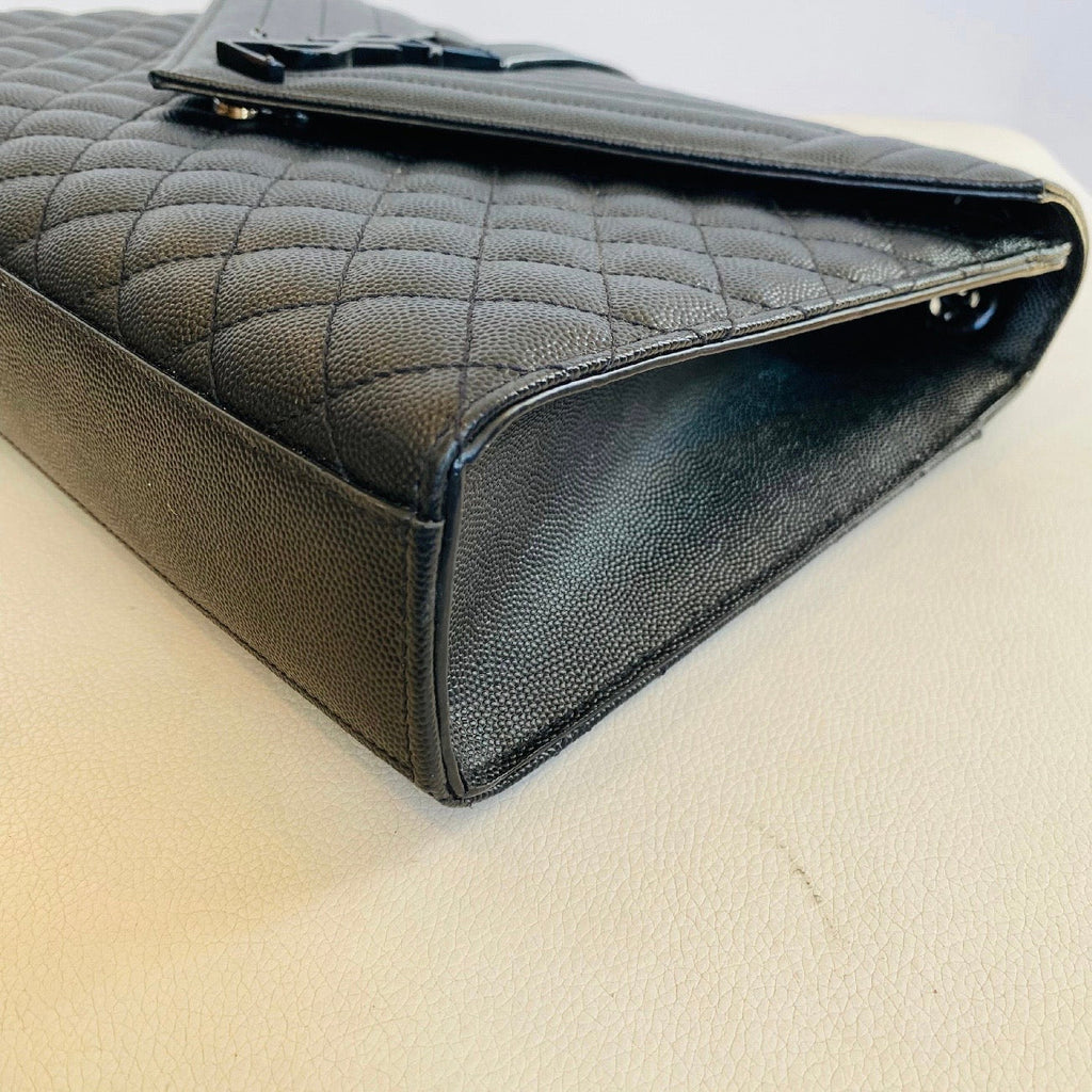 YVES SAINT LAURENT YSL Monogram Mix Matelasse Envelope Chain Bag Large Black