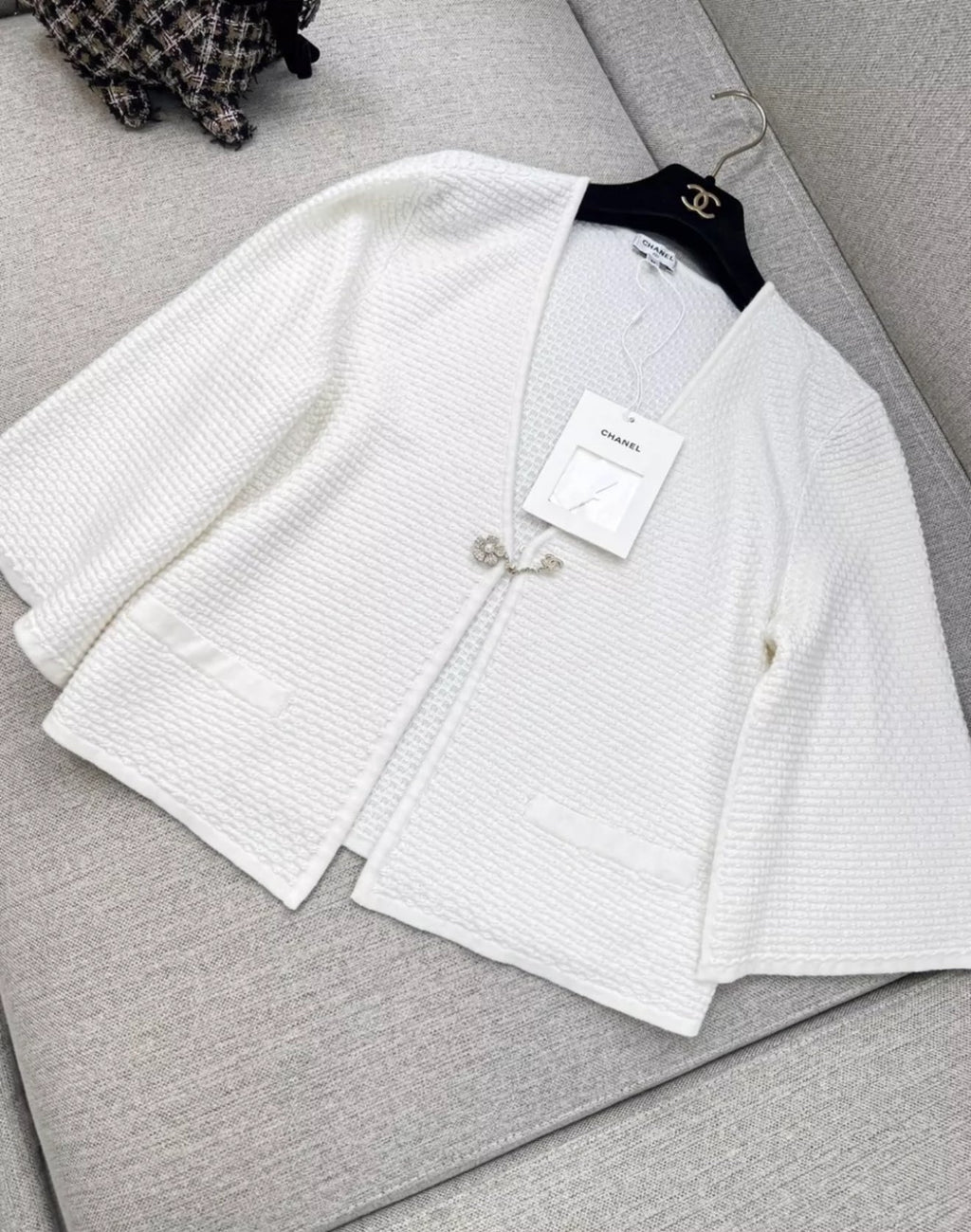 Chanel 25P white cardigan