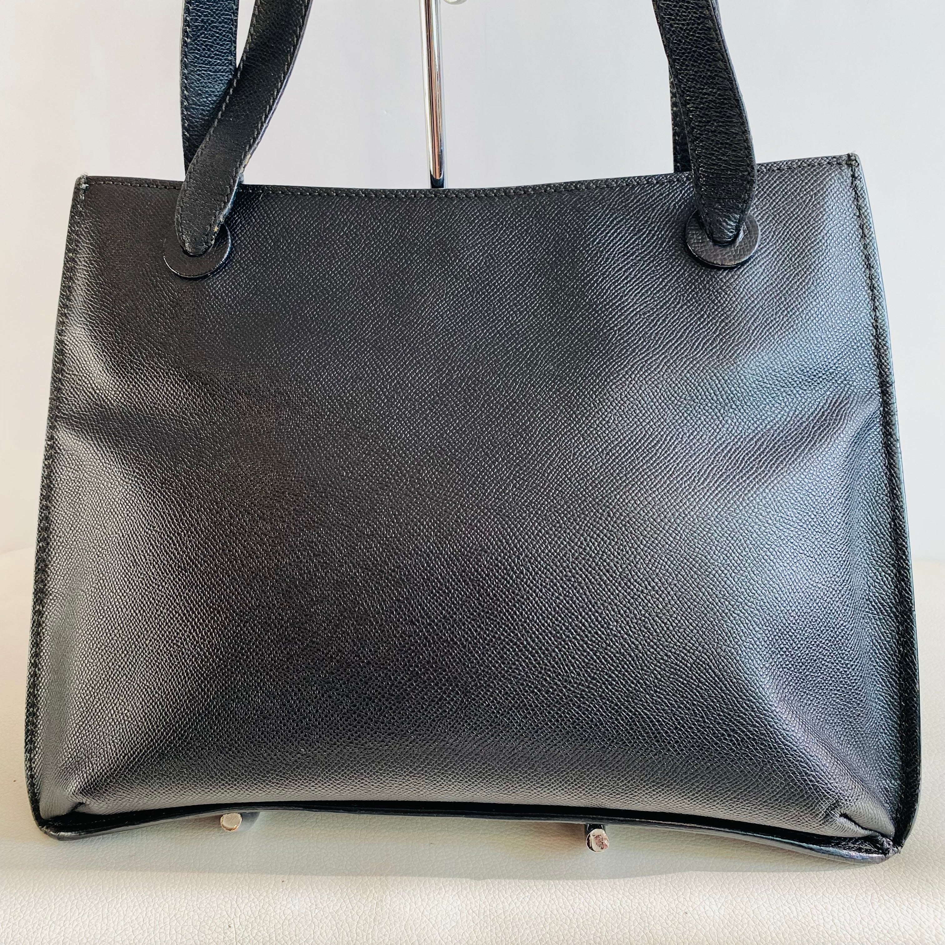 CHANEL Logo Caviar Black Leather Tote Shoulder Bag