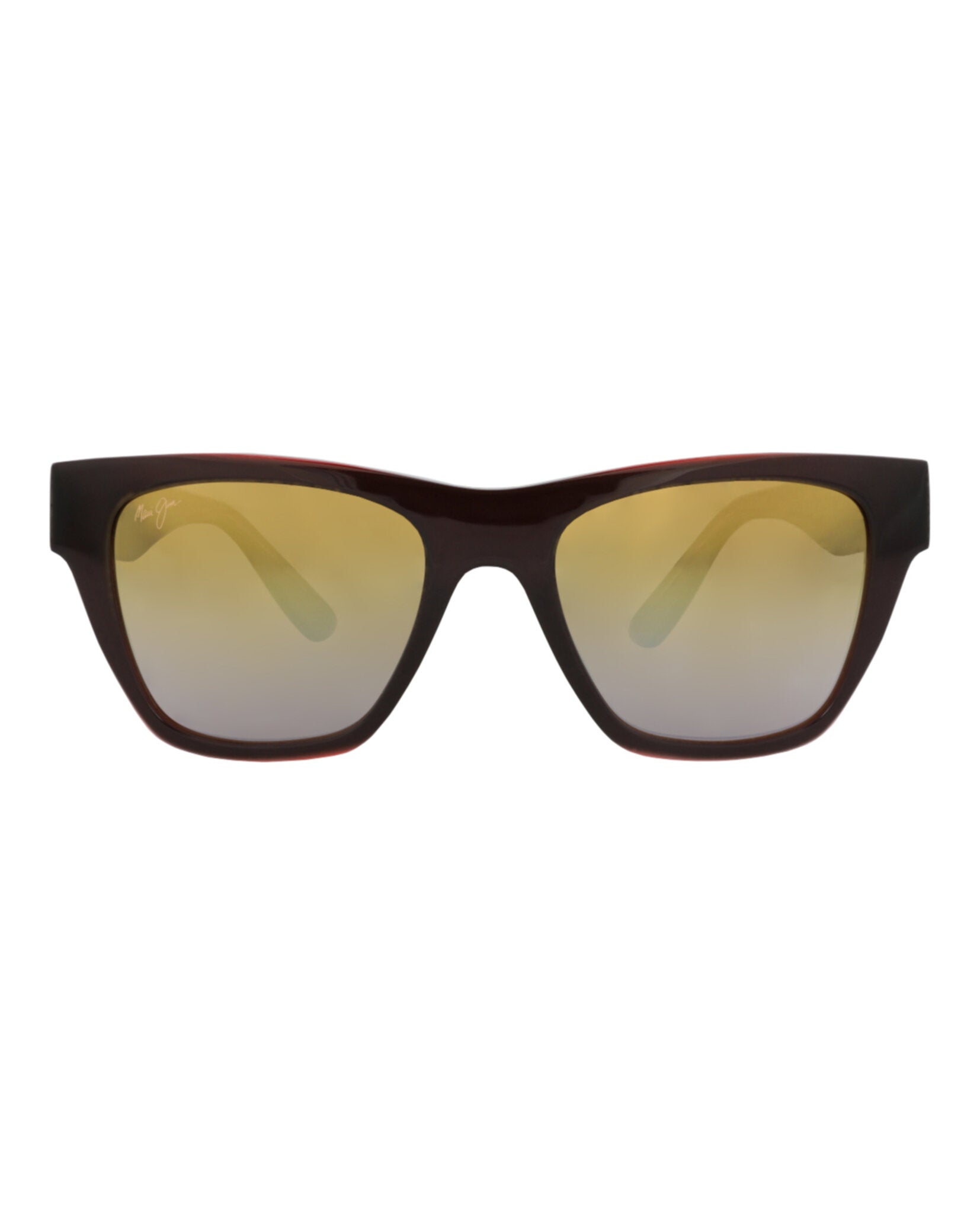 Maui Jim Unisex Square/Rectangle Brown Brown Gold Fashion Designer Eyewear