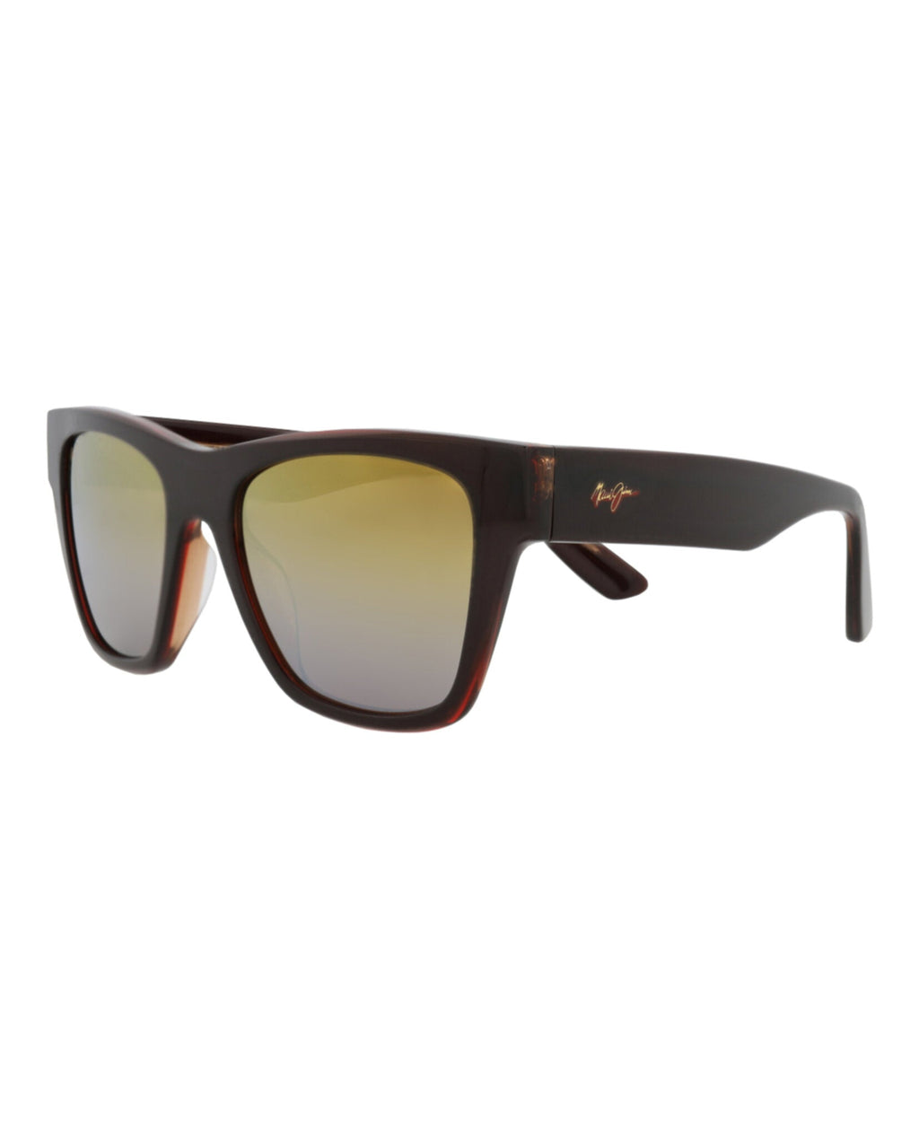 Maui Jim Unisex Square/Rectangle Brown Brown Gold Fashion Designer Eyewear