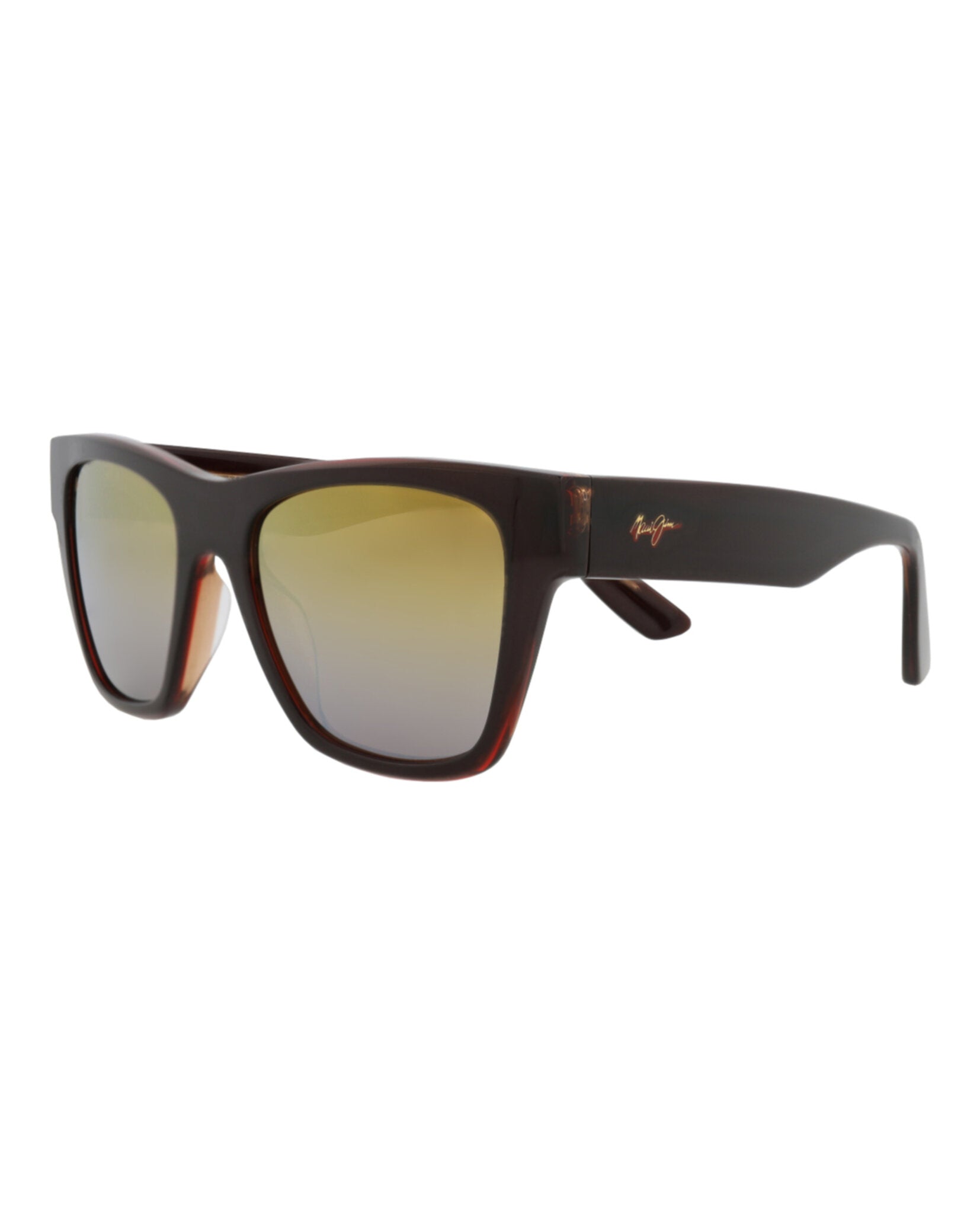 Maui Jim Unisex Square/Rectangle Brown Brown Gold Fashion Designer Eyewear