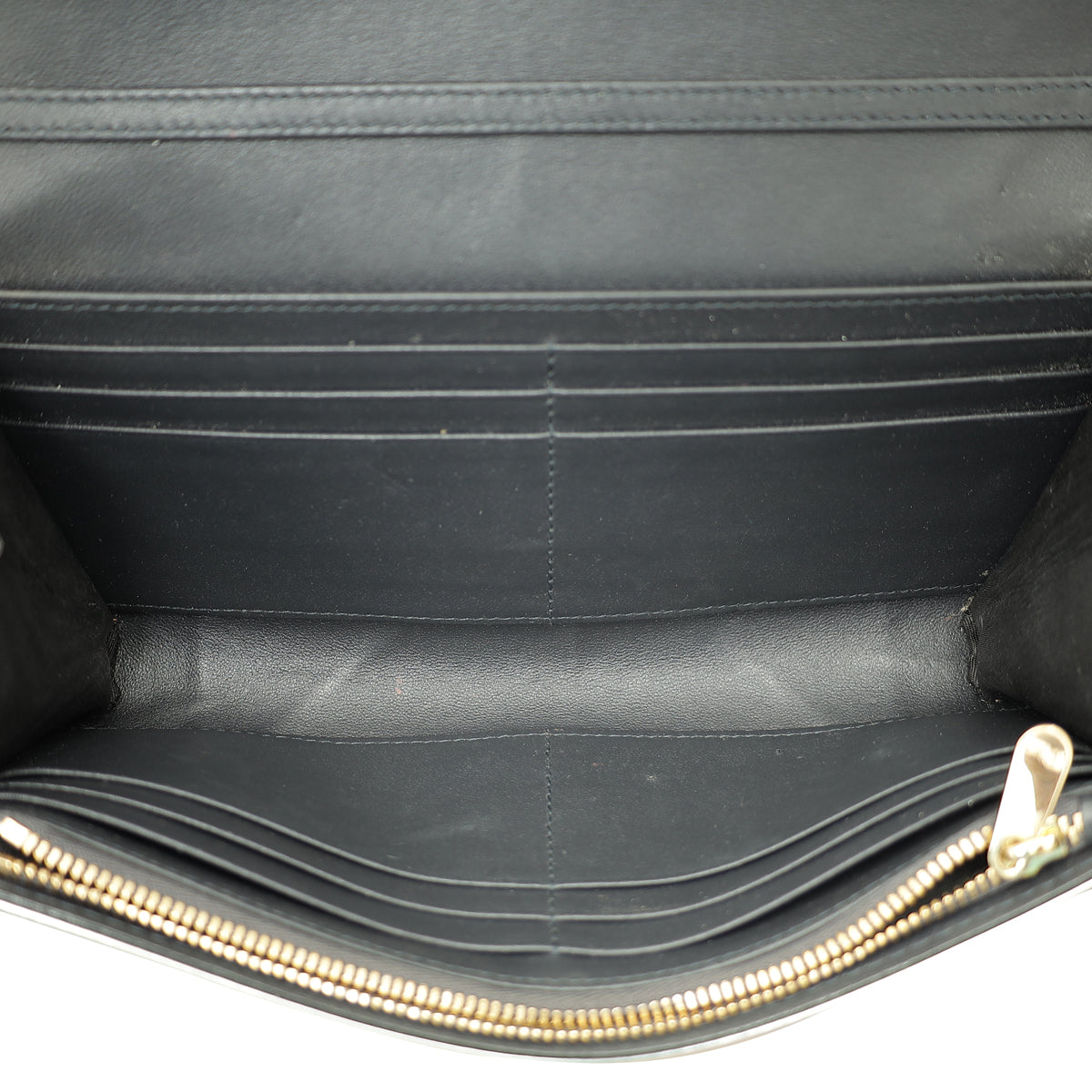 Christian Dior Metallic Grey Diorama Cannage Wallet On Chain