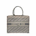 DIOR Canvas Medium Book Tote Ecru and Gray