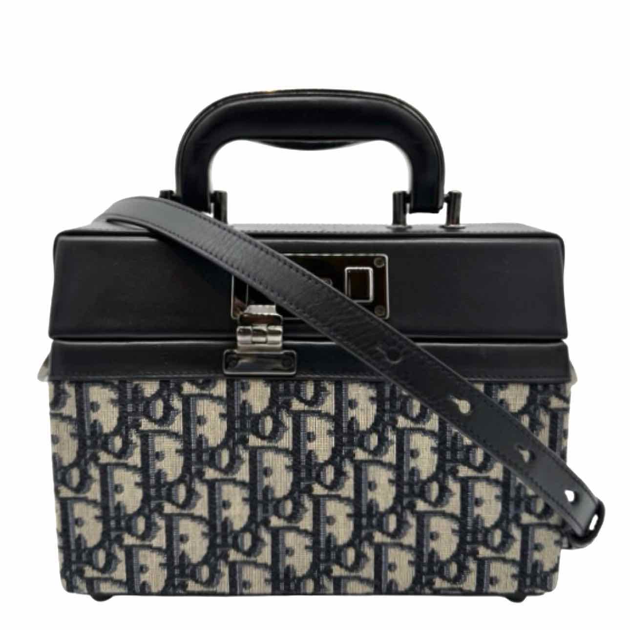 DIOR Oblique Jacquard Lock Handle Messenger Bag Navy/Black
