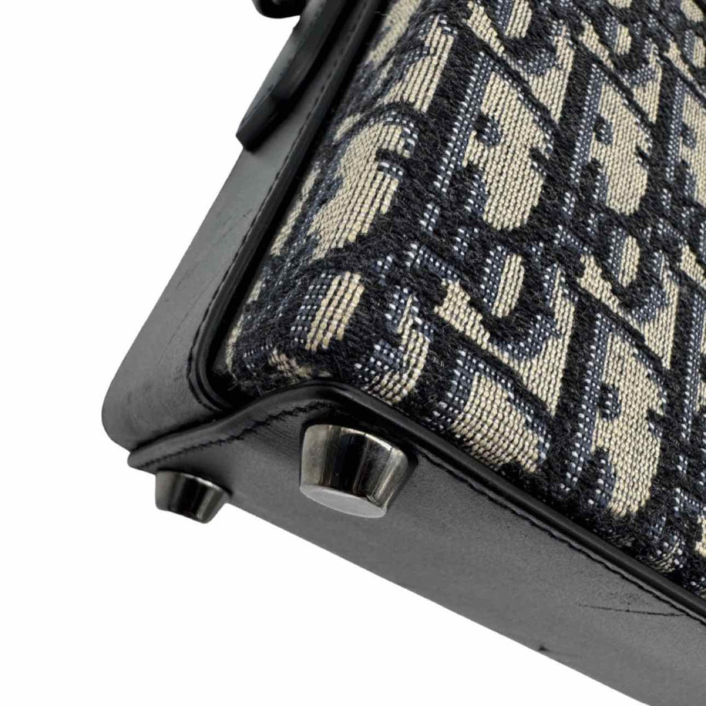 DIOR Oblique Jacquard Lock Handle Messenger Bag Navy/Black