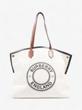 Burberry Society Tote White / Black / Brown Canvas Large