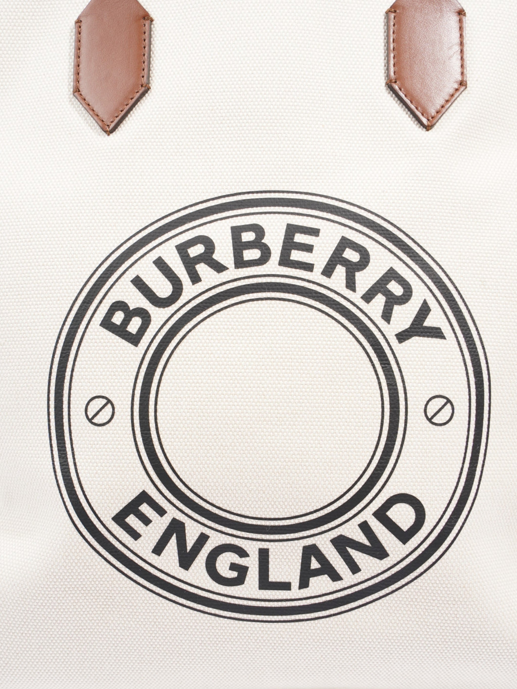 Burberry Society Tote White / Black / Brown Canvas Large