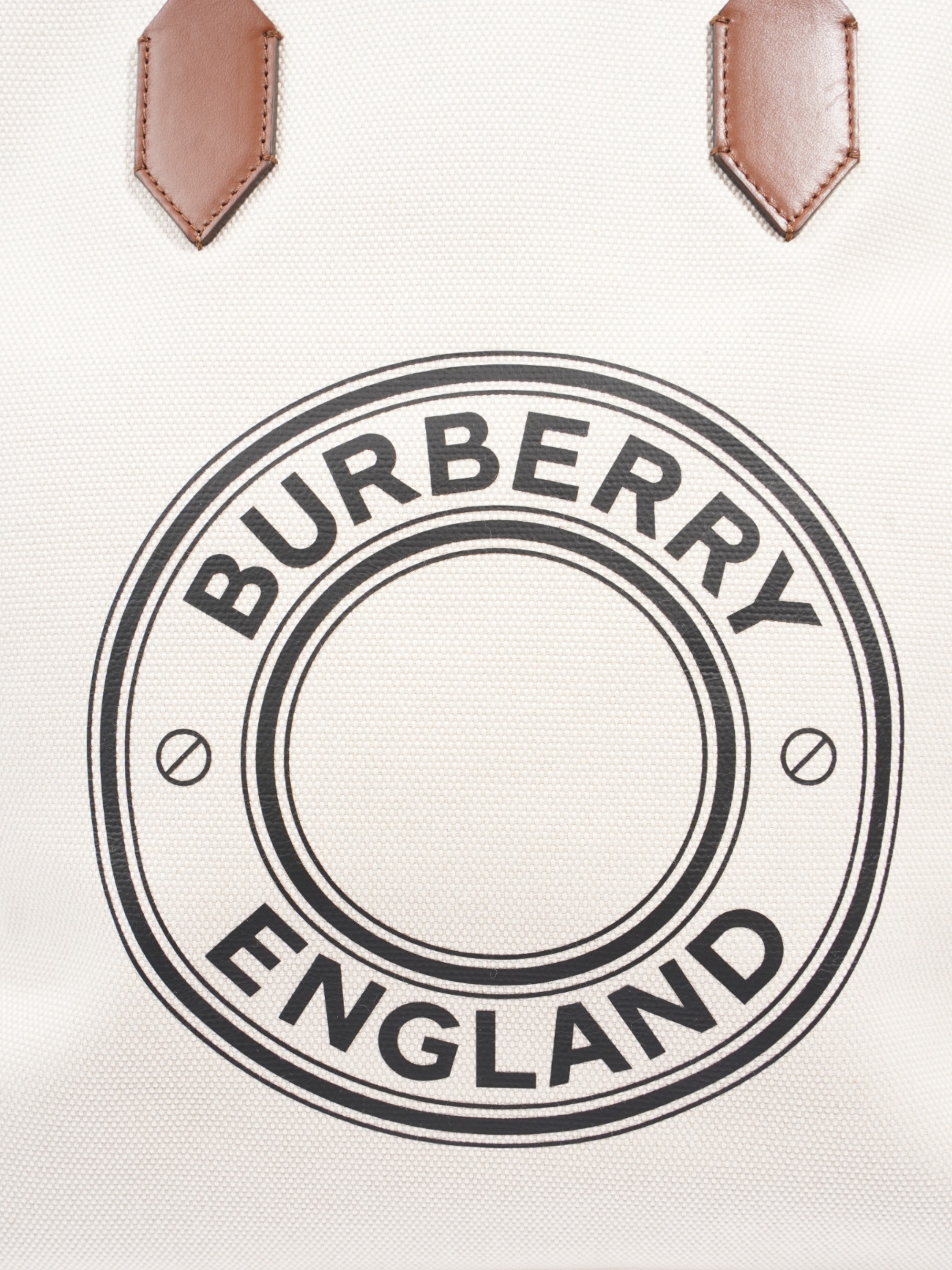 Burberry Society Tote White / Black / Brown Canvas Large