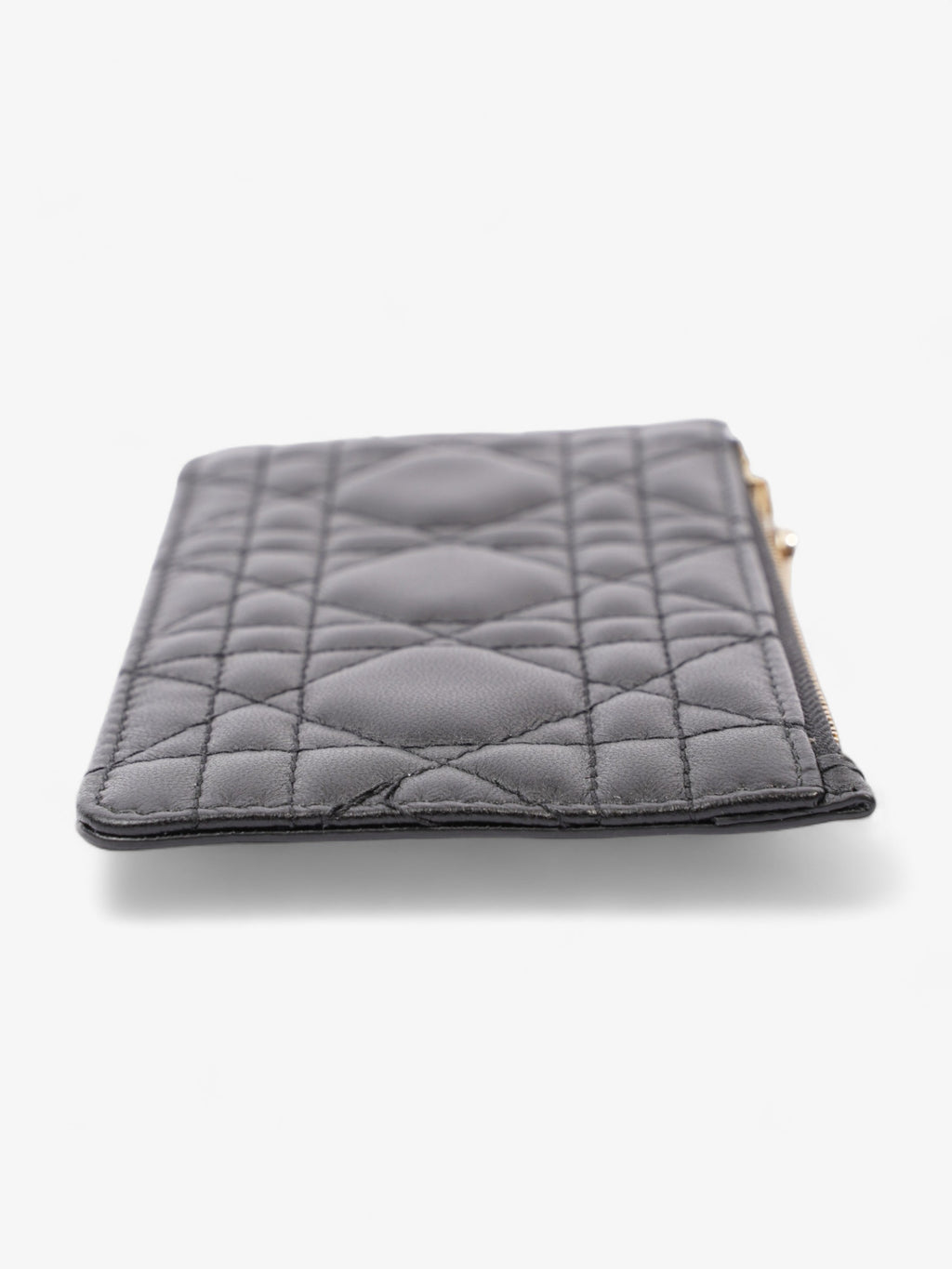 Christian Dior Lady Dior Card And Coin Wallet Black Lambskin Leather