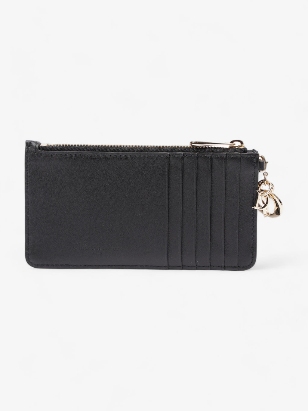 Christian Dior Lady Dior Card And Coin Wallet Black Lambskin Leather