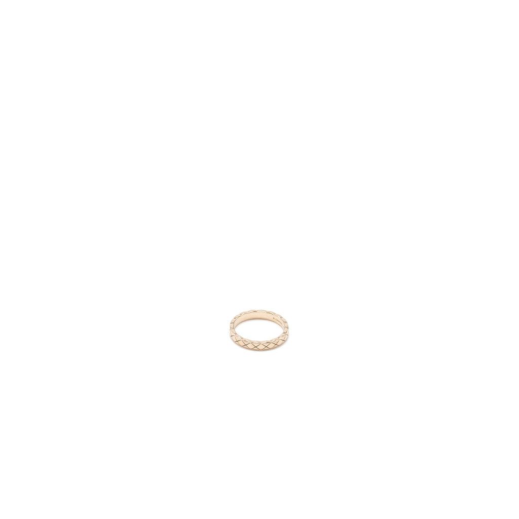 Chanel Size 53 Mini Version Coco Crush Ring Quilted Motif 18K Beige Gold
