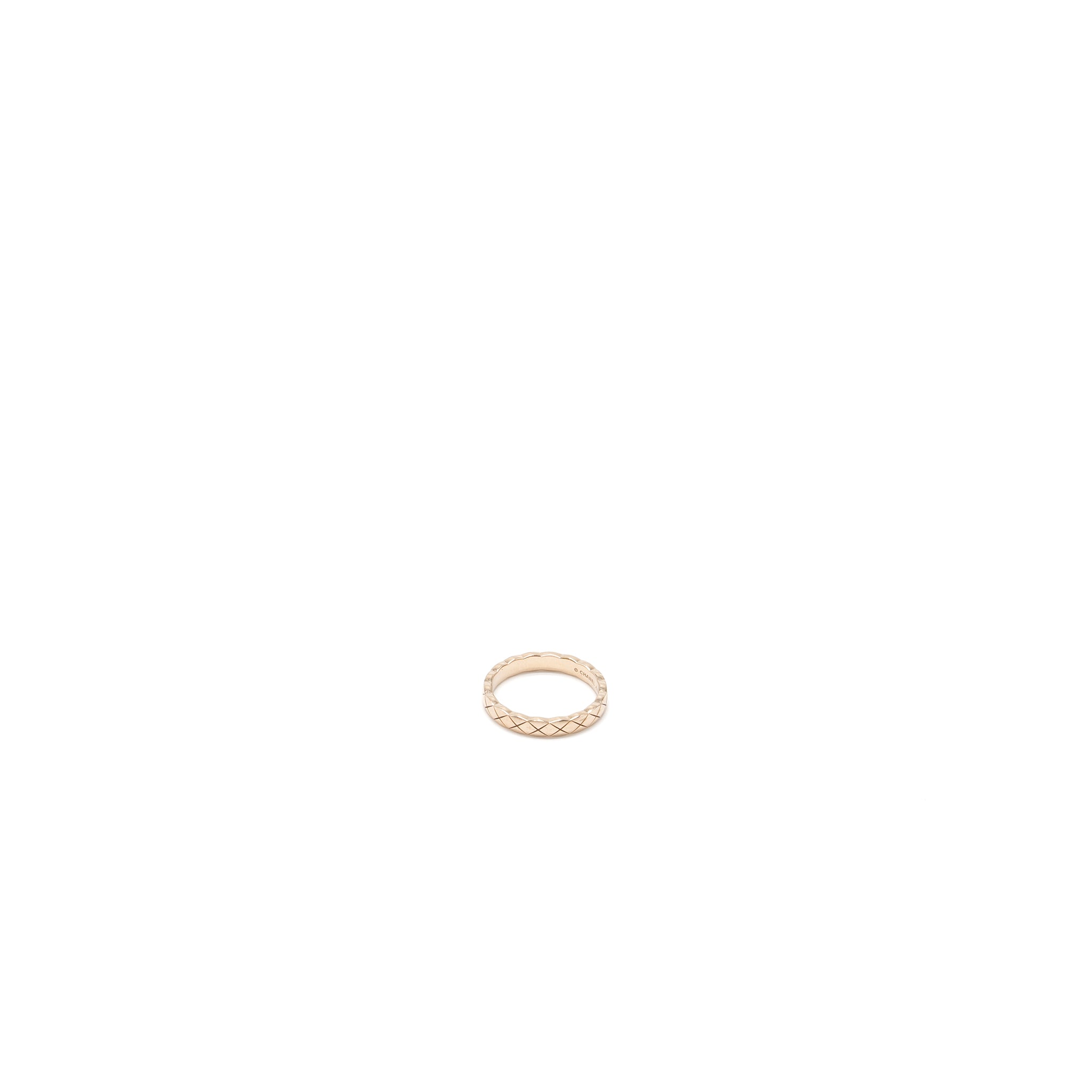 Chanel Size 53 Mini Version Coco Crush Ring Quilted Motif 18K Beige Gold