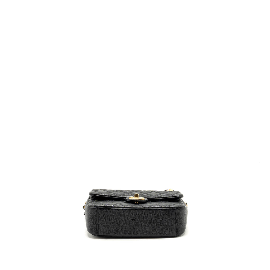 Chanel 21A Detailed Chains Flap Bag Caviar Black  (Microchip)