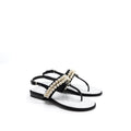 Chanel 22B Size 36 Flip Flops Sandals Pearl Leather/Fabric Black
