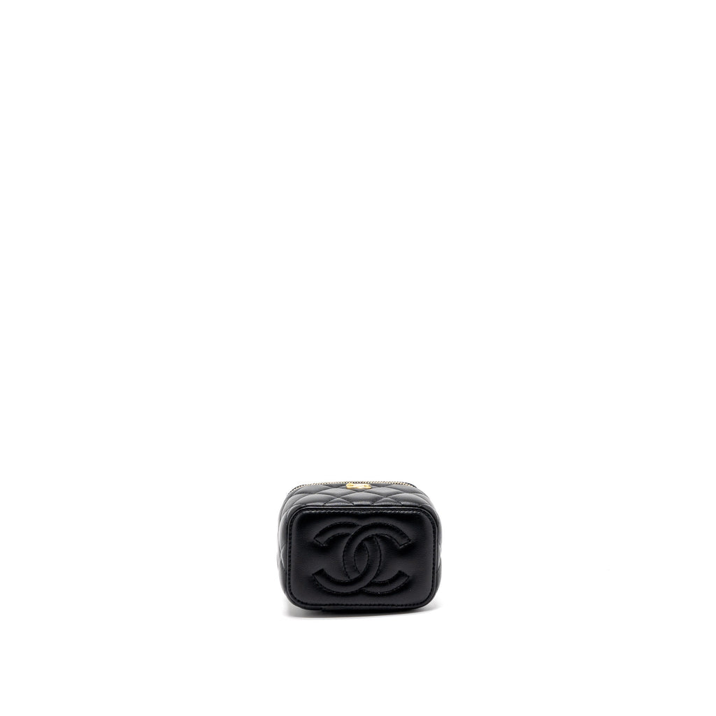 Chanel Pearl Crush Mini Vanity with Chain Lambskin Black Brushed  (Microchip)