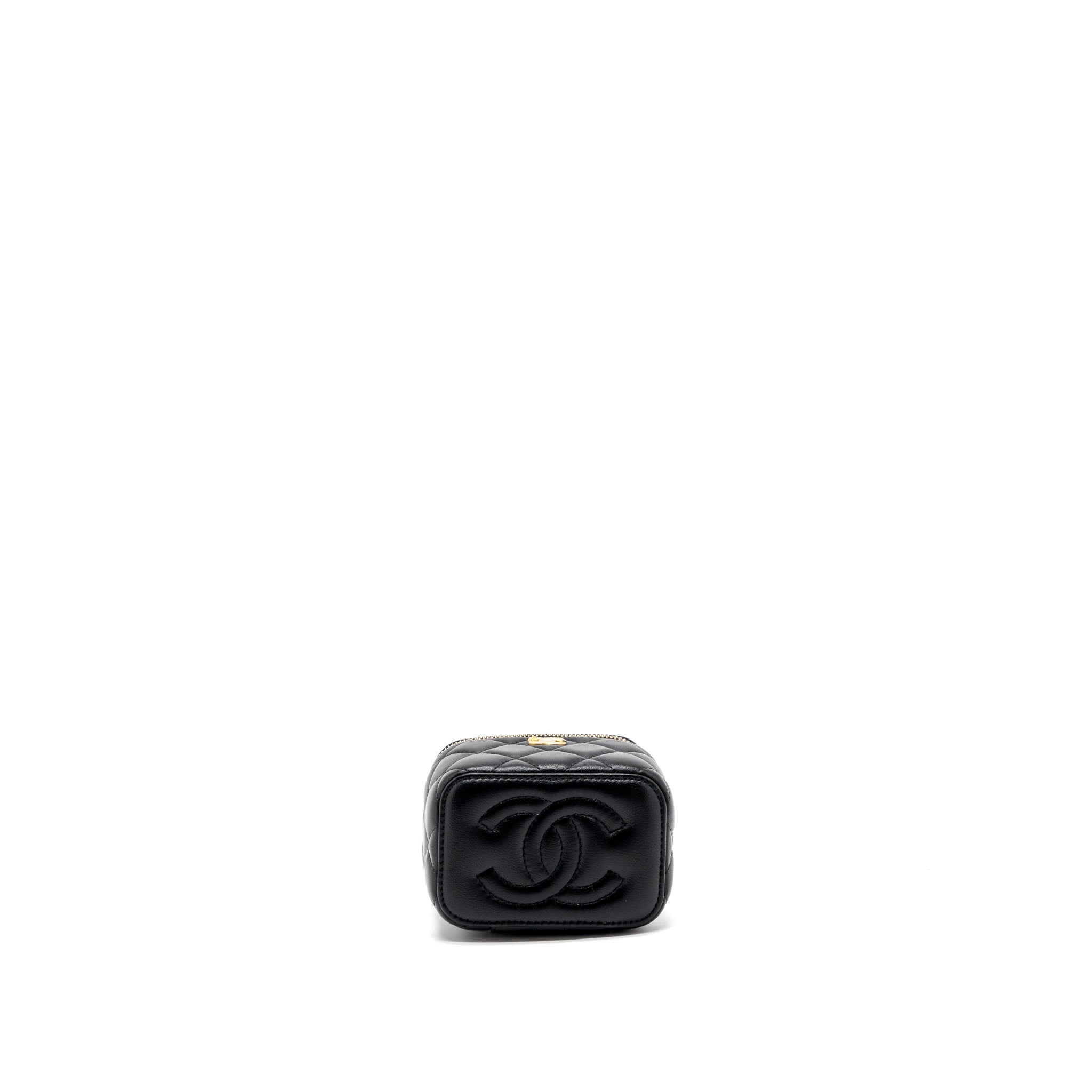 Chanel Pearl Crush Mini Vanity with Chain Lambskin Black Brushed  (Microchip)