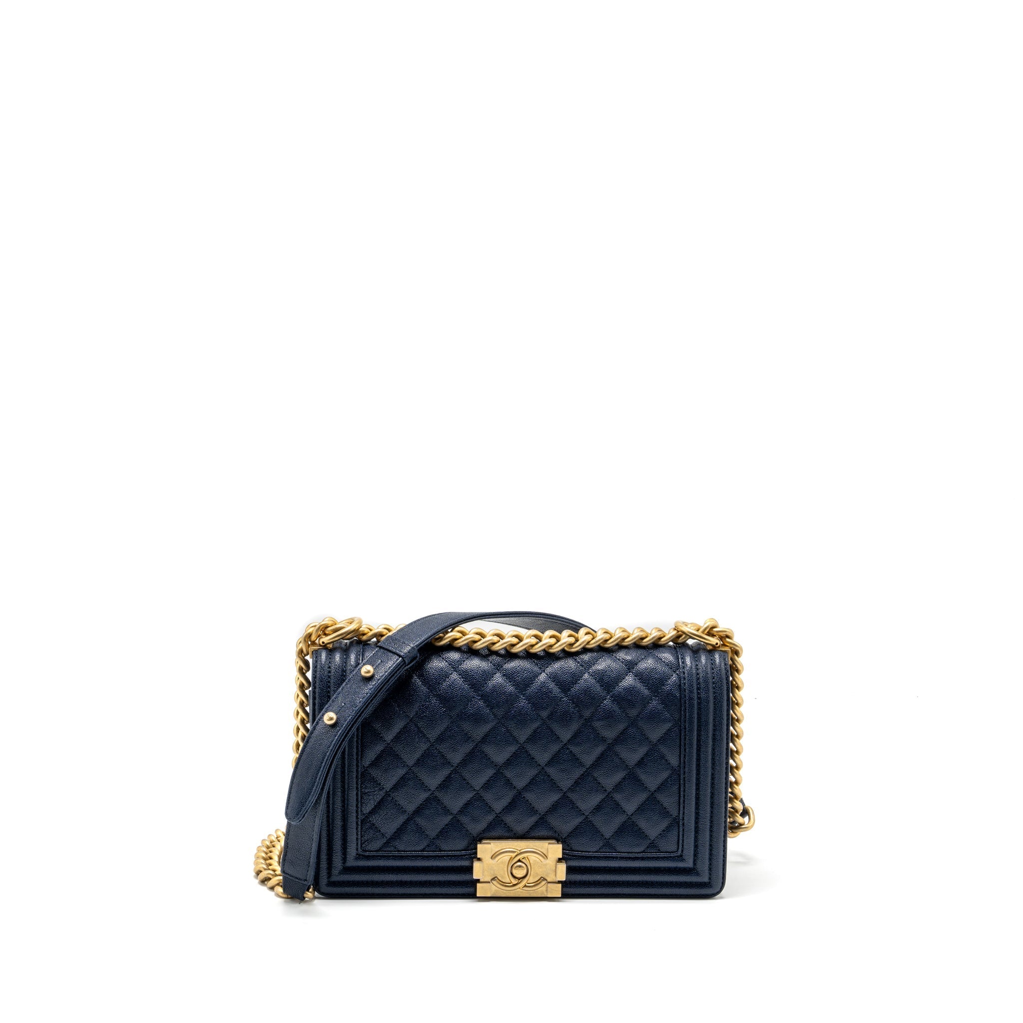 Chanel Medium boy bag caviar navy