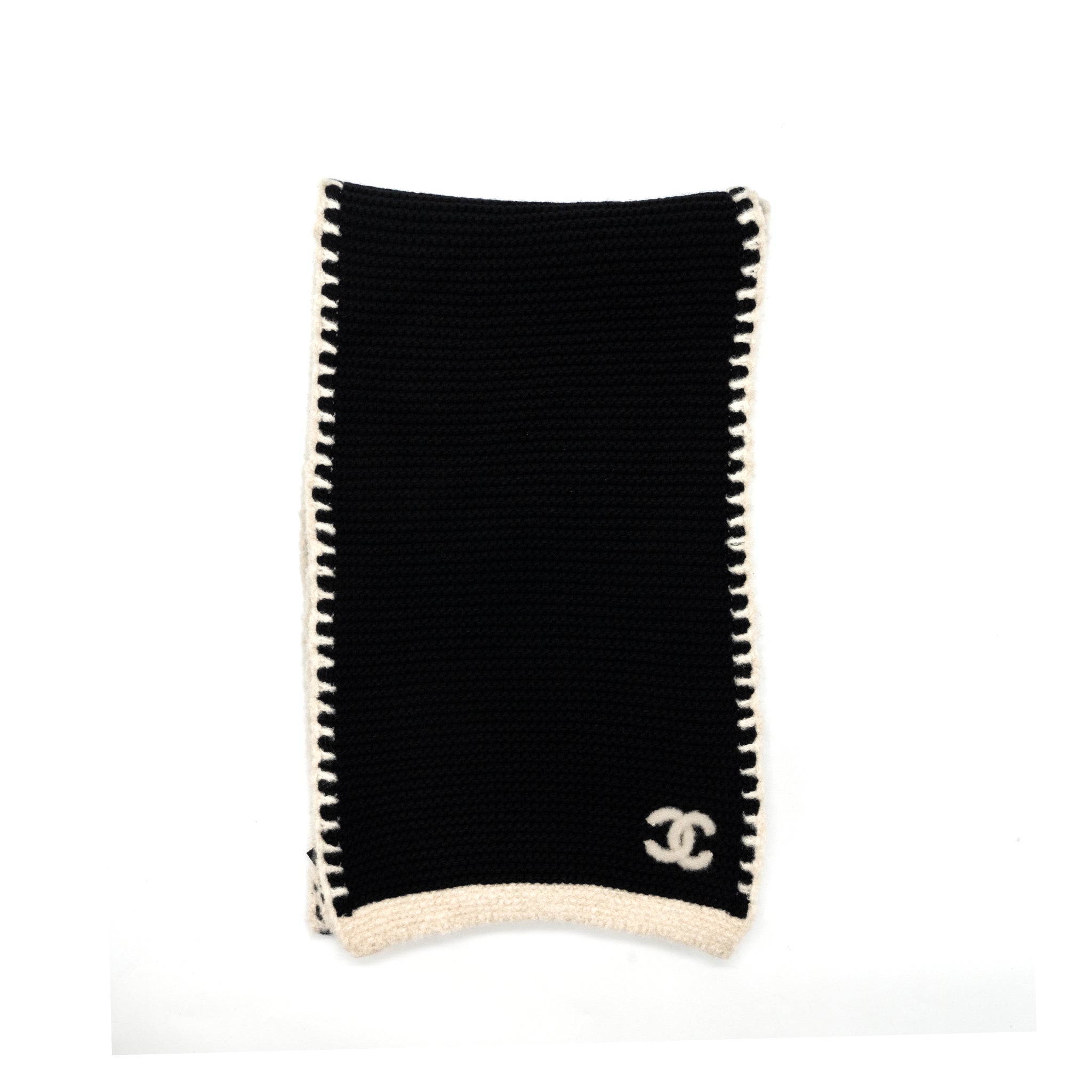 Chanel 23A Cashmere Scarf Black/White