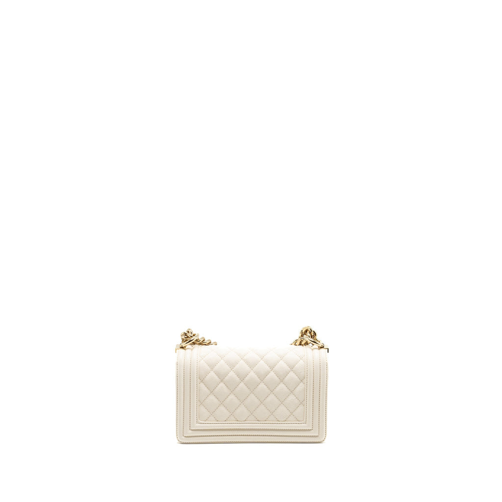 Chanel Small Boy Bag caviar white L