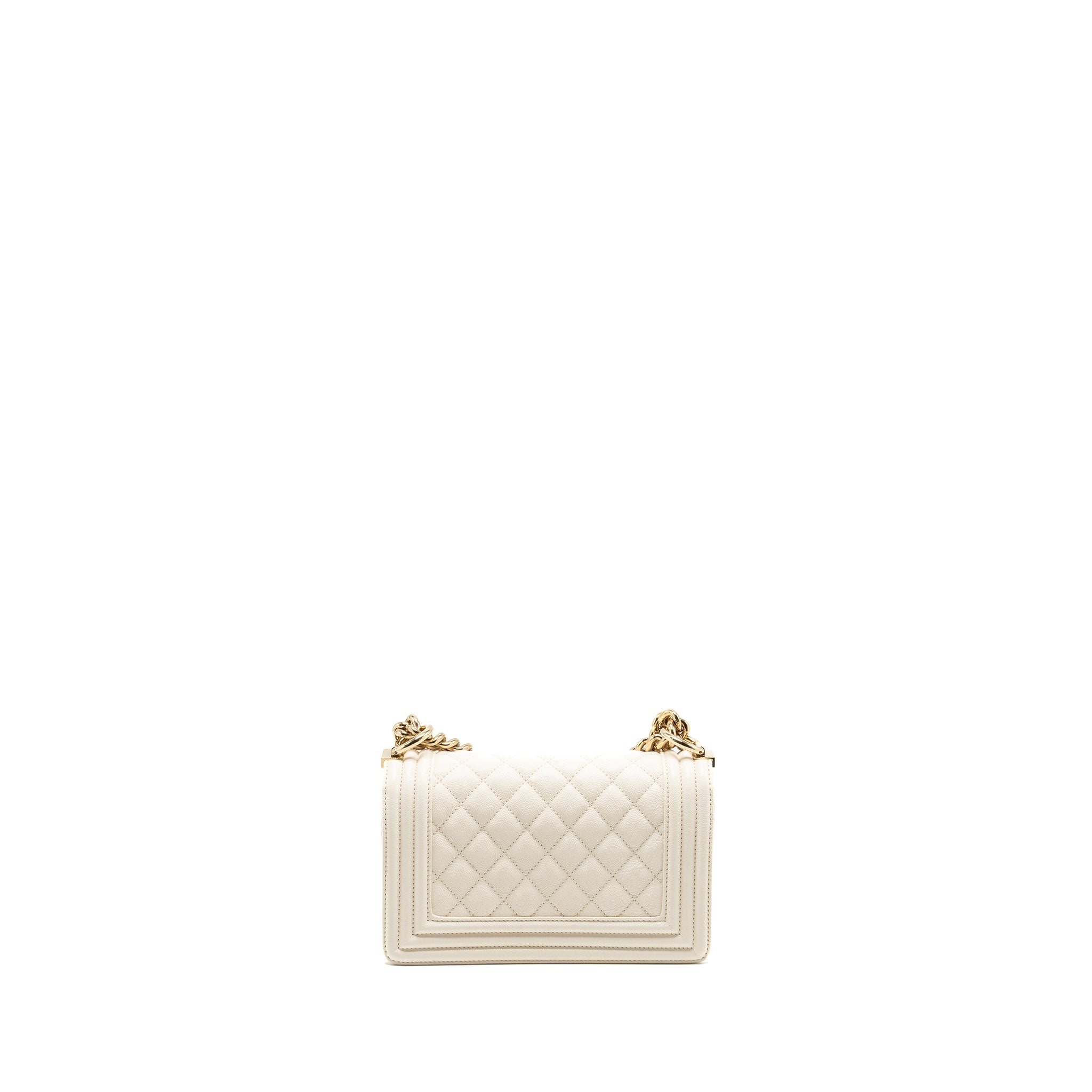 Chanel Small Boy Bag caviar white L