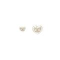 Chanel 21K 2 Pins Ivory Heart Brooch Pearl/Crystal L