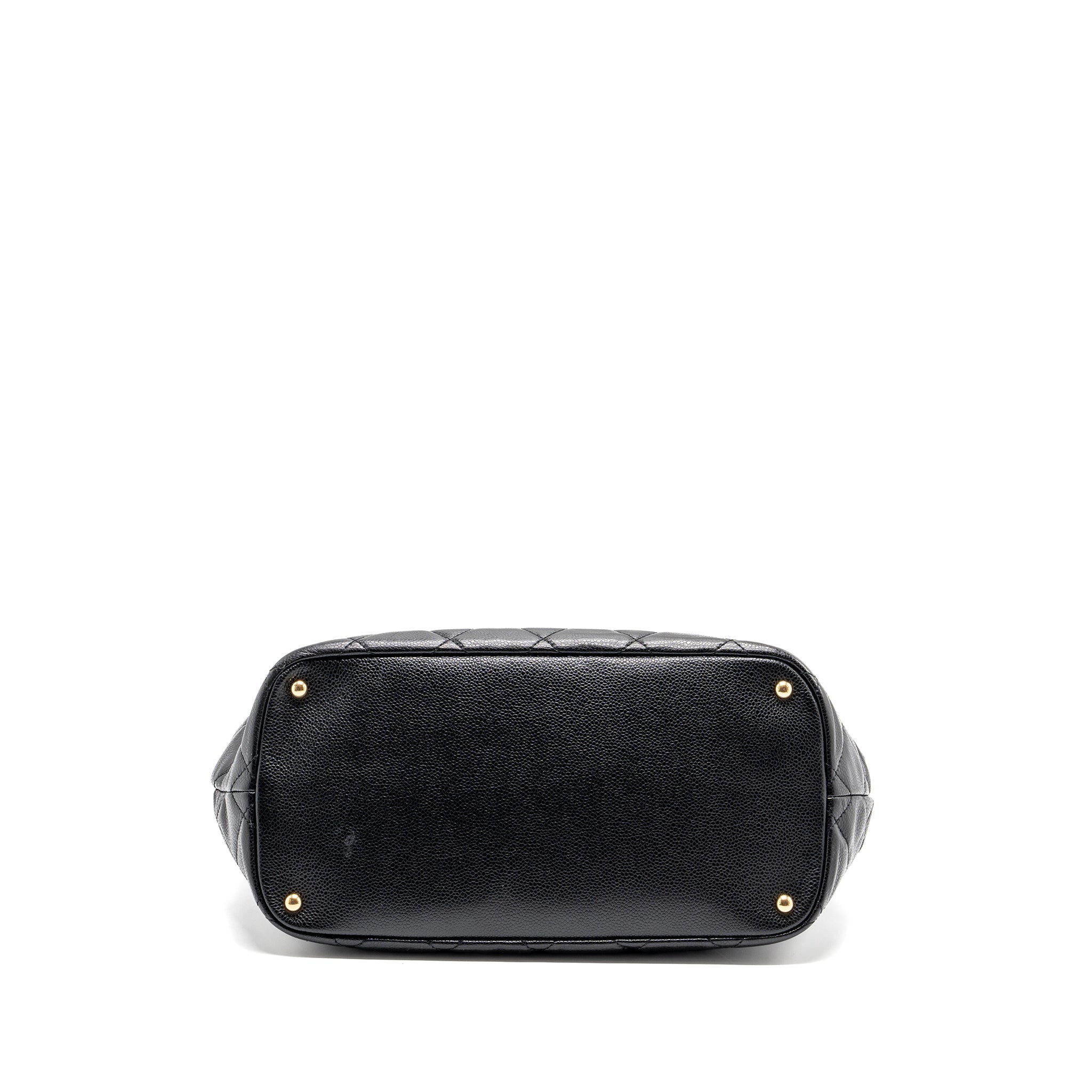 Chanel quilted shoulder shopping tote bag caviar black