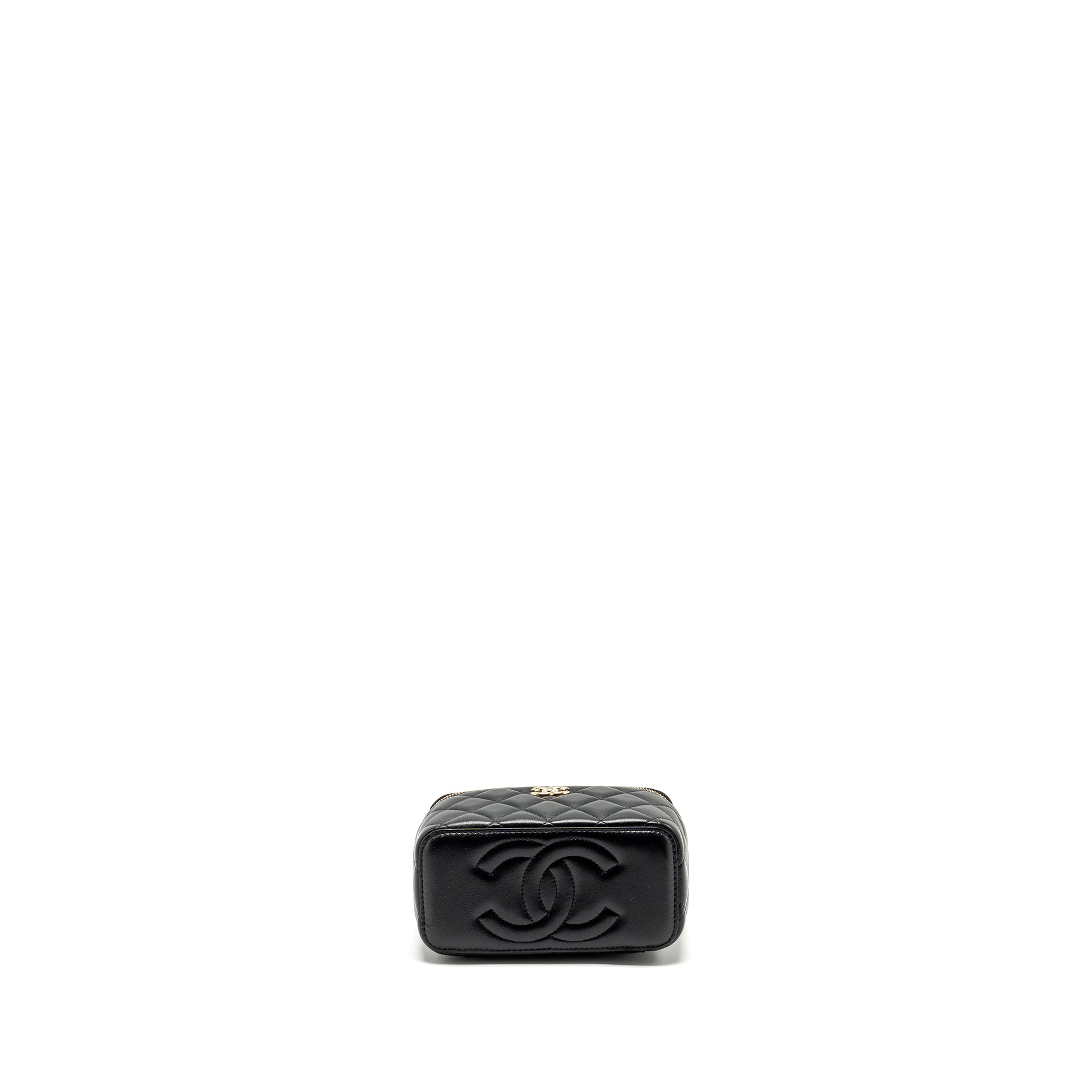 Chanel Top Handle Long Vanity Case Lambskin BLACK L (Microchip)