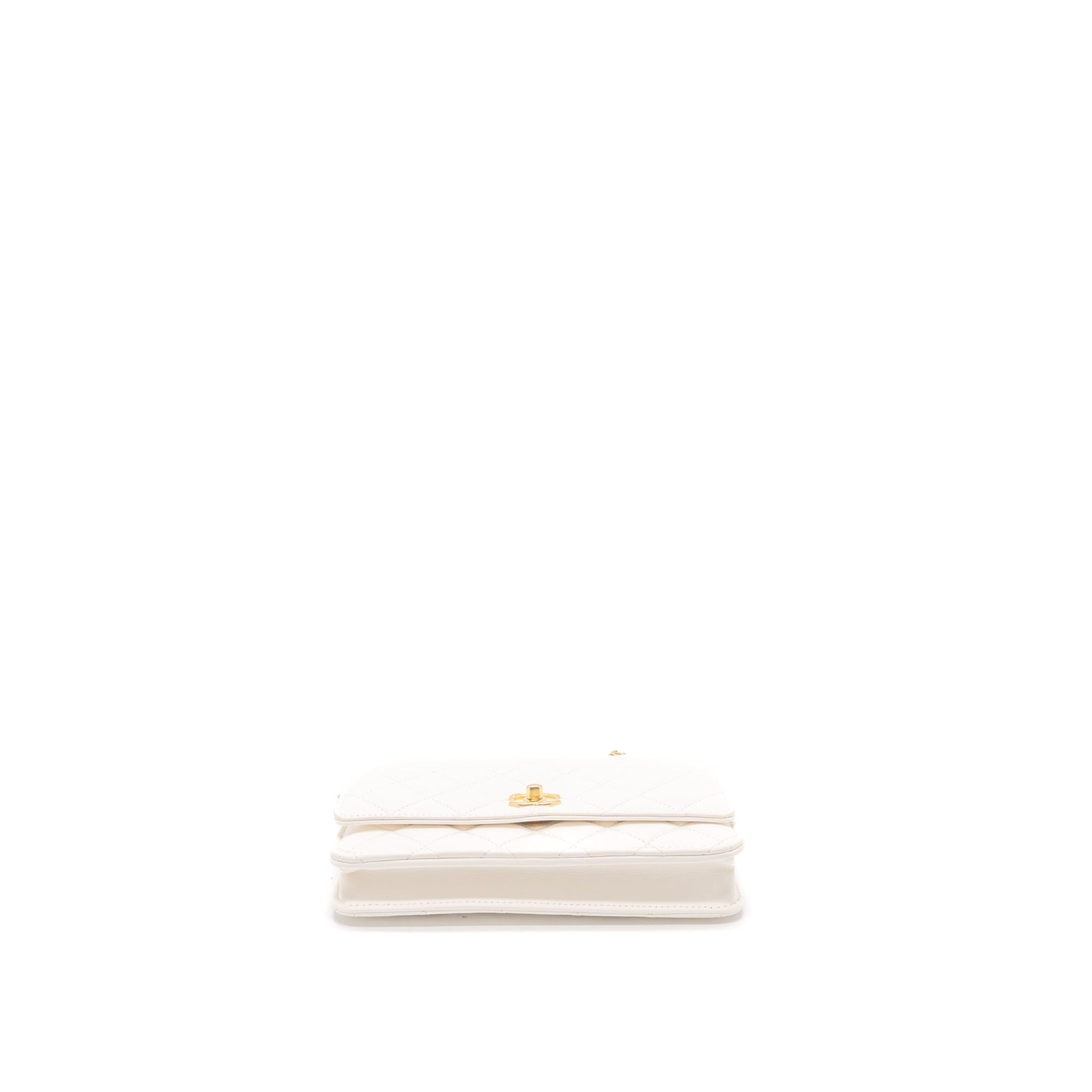 Chanel Pearl Crush Wallet on Chain Lambskin White Brushed  (Microchip)