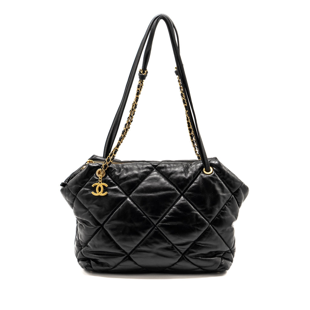 Chanel New York Bowling Bag Quilted Lambskin Black