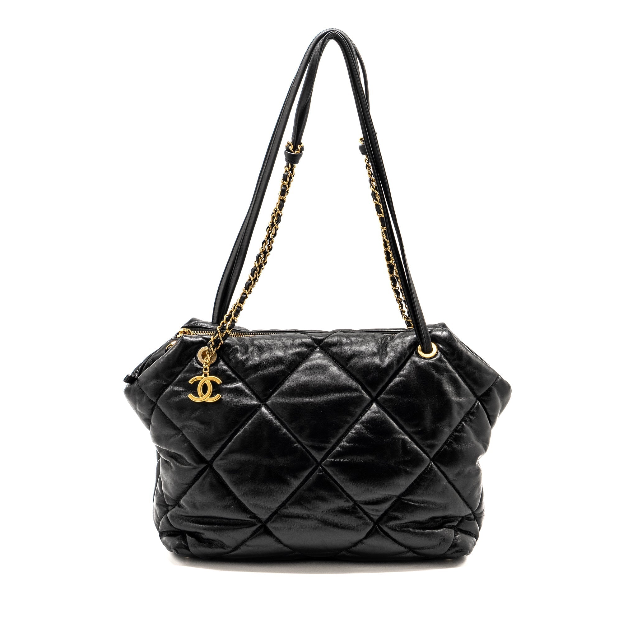 Chanel New York Bowling Bag Quilted Lambskin Black