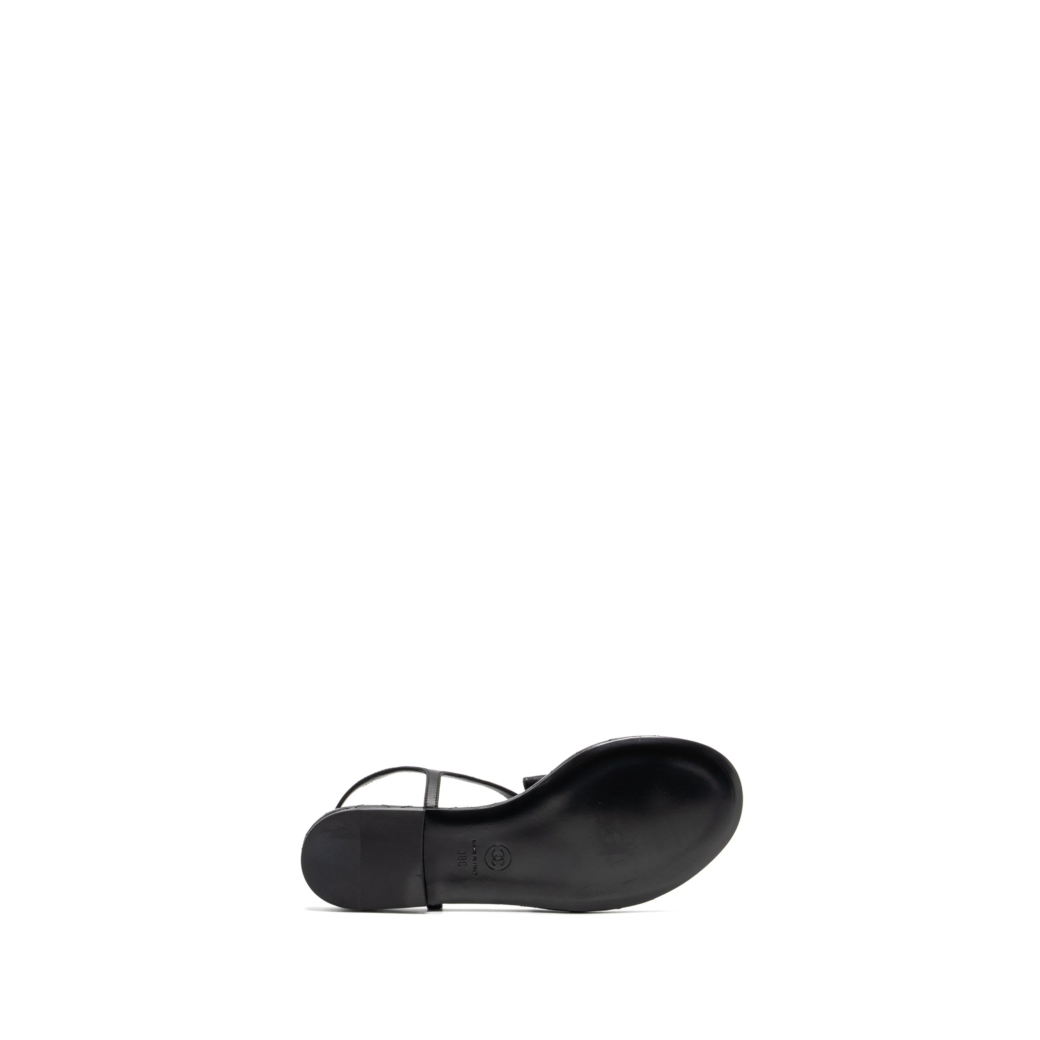 Chanel size 38 camellia leather Sandals black L