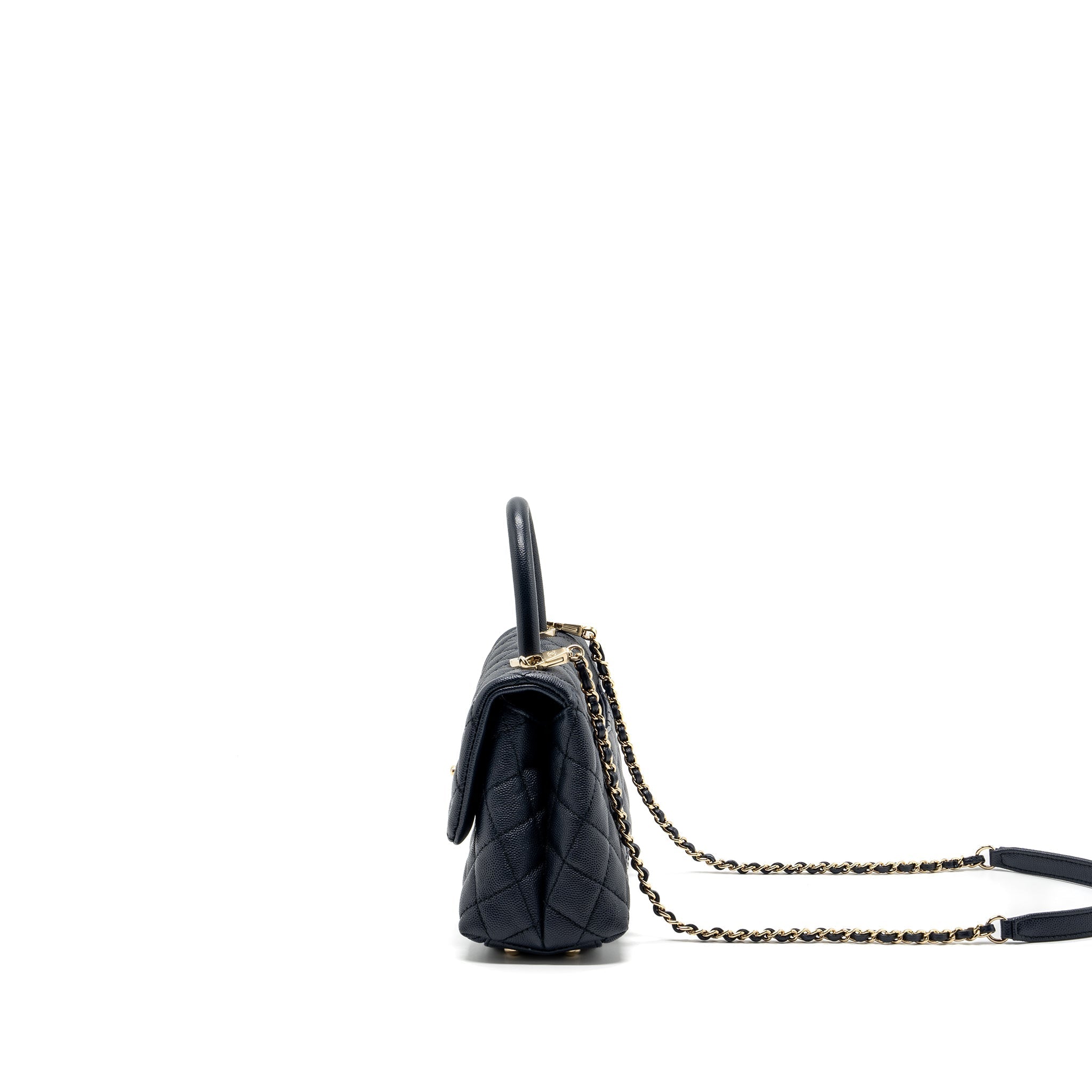 Chanel Small Coco Handle Bag Caviar Navy L