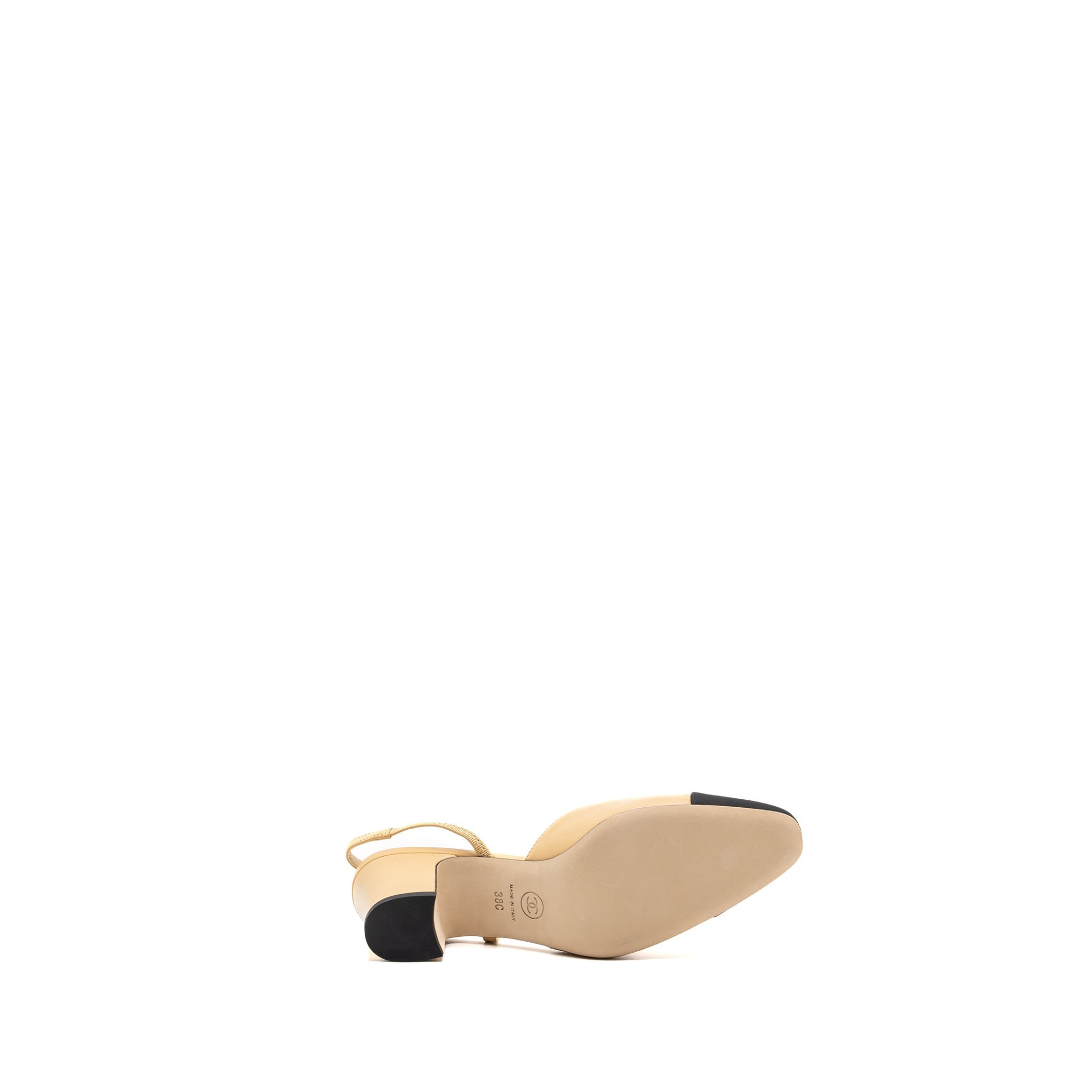 Chanel size 38 slingbacks leather beige / black L