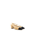 Chanel size 38 slingbacks leather beige / black L