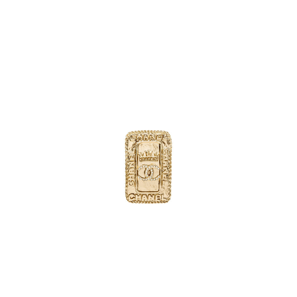 Chanel CC Logo and Crown Brooch Crystal L