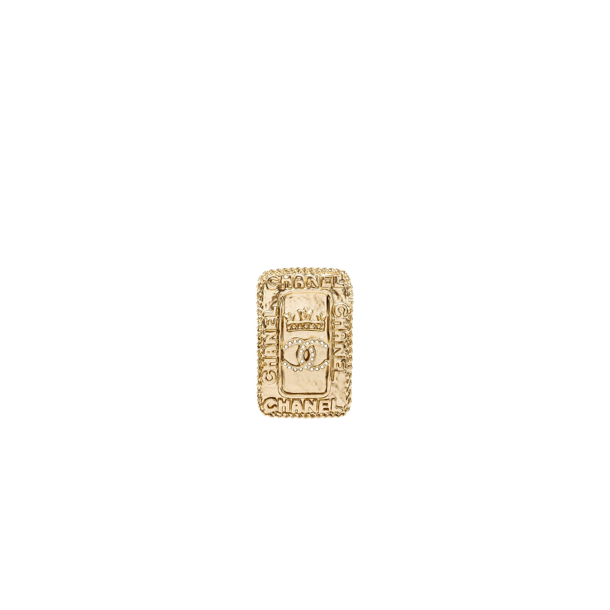 Chanel CC Logo and Crown Brooch Crystal L