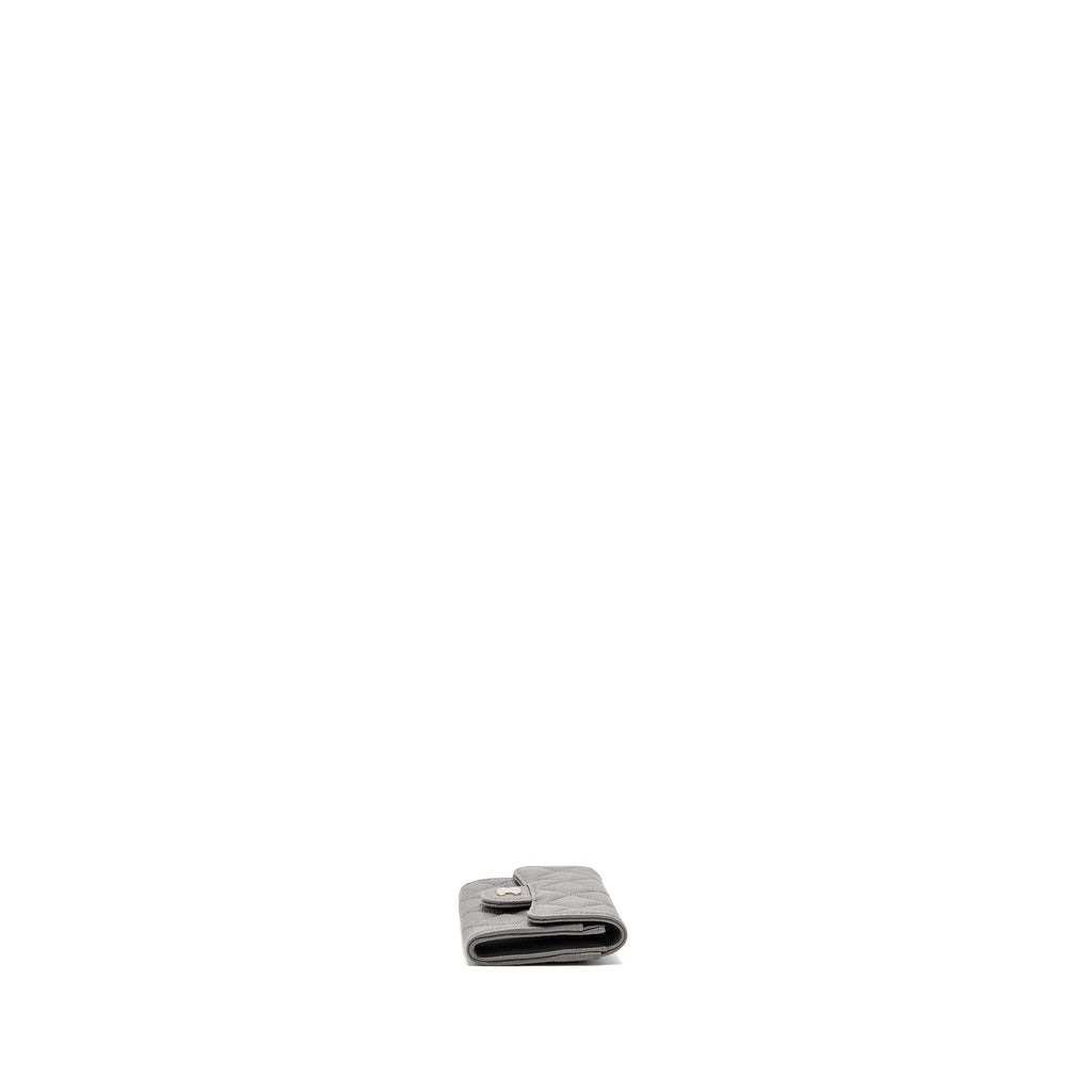 Chanel classic flap card holder caviar grey L (microchip)