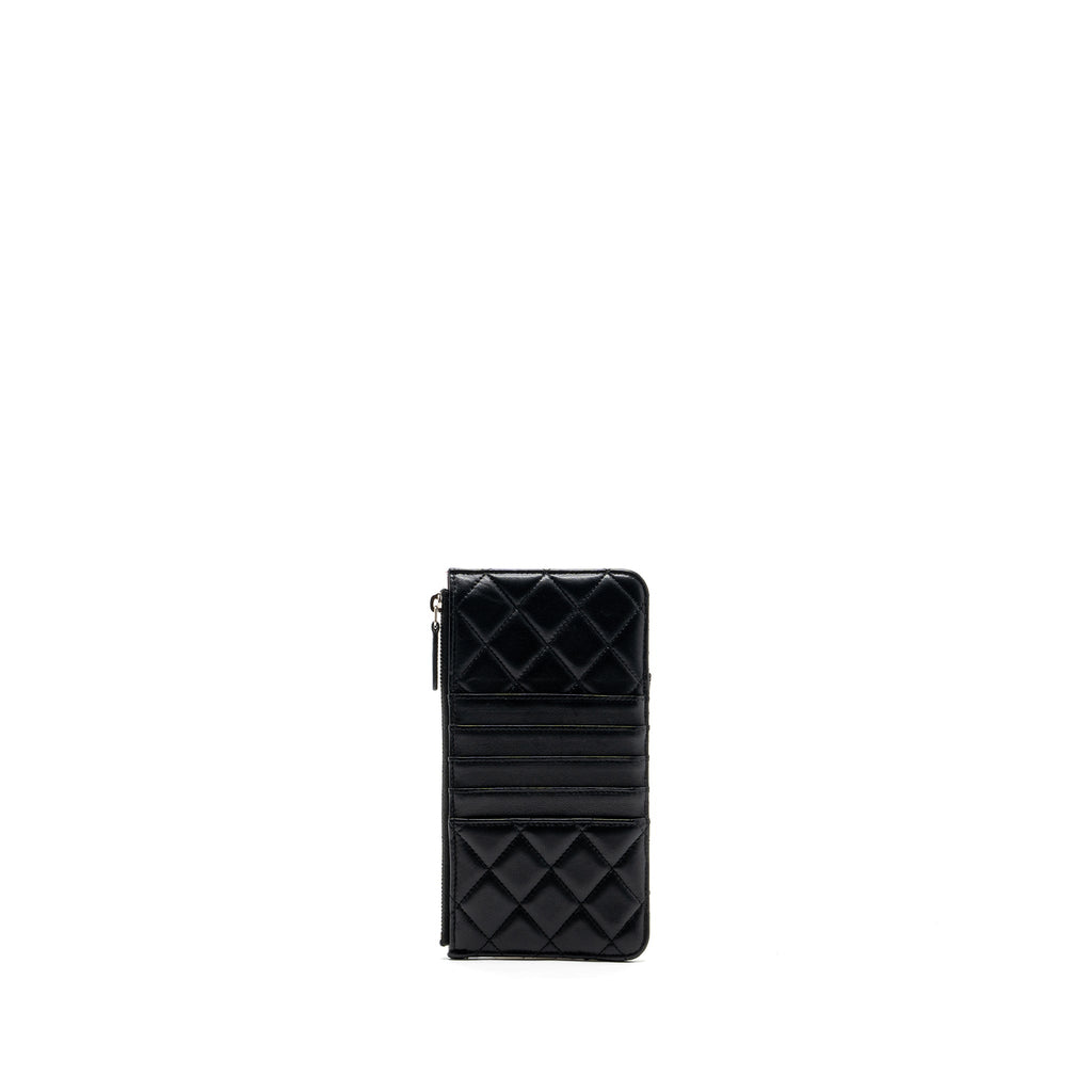 Chanel phone zip pouch lambskin Black