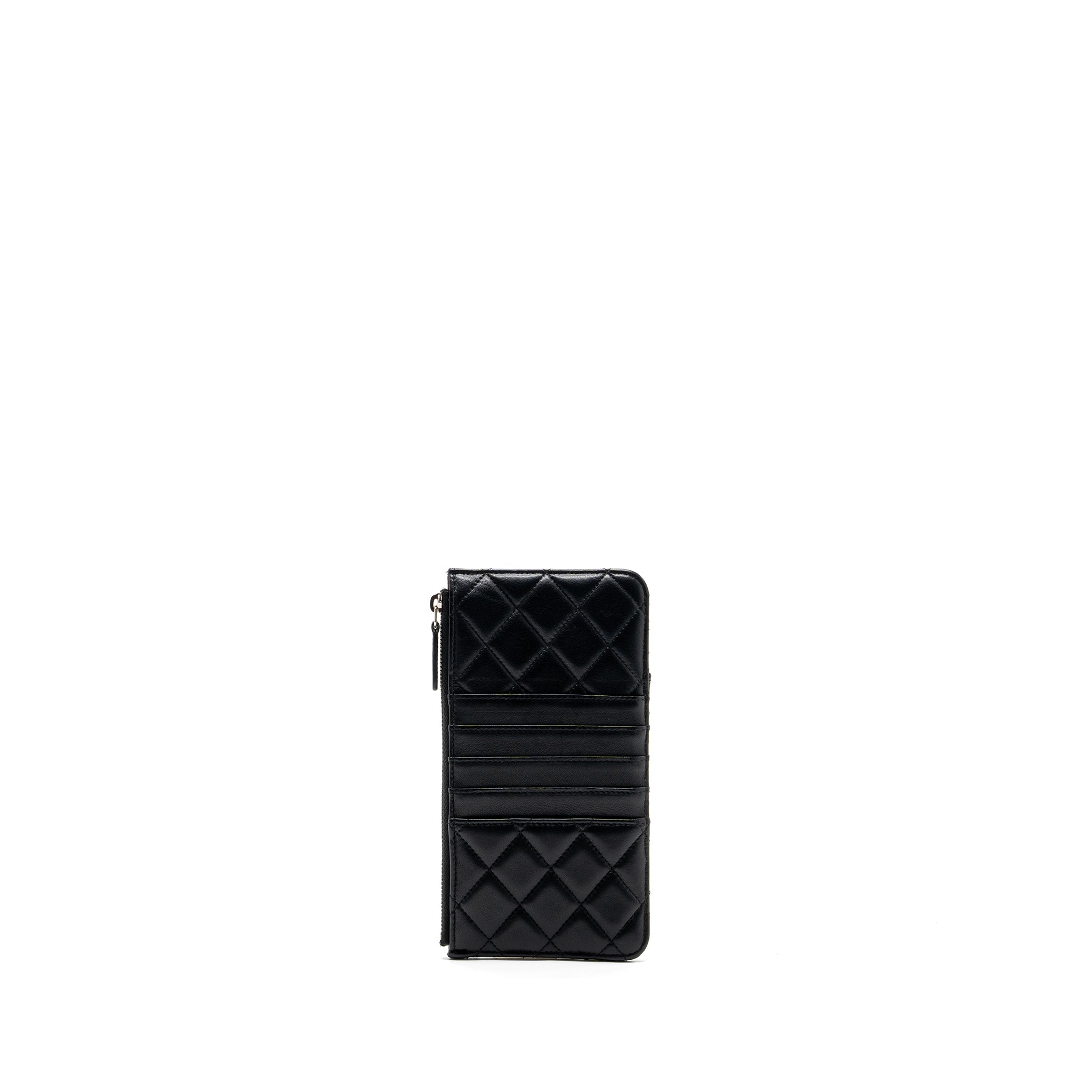 Chanel phone zip pouch lambskin Black
