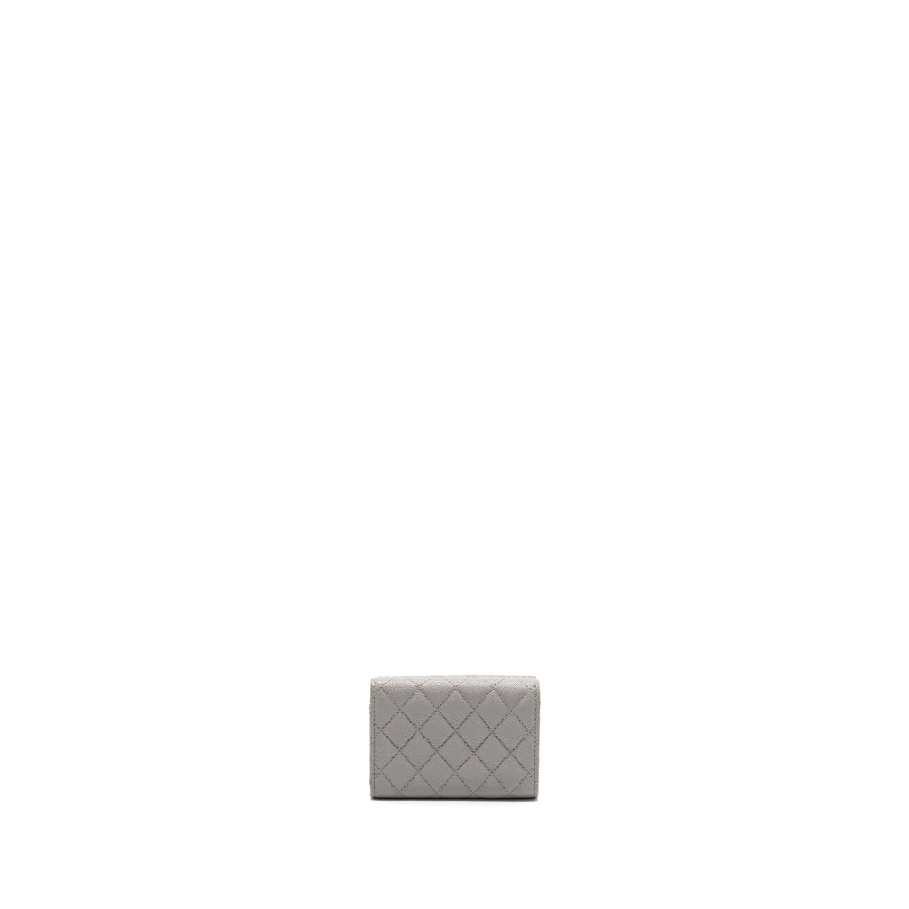 Chanel Compact Wallet Caviar Light Grey L
