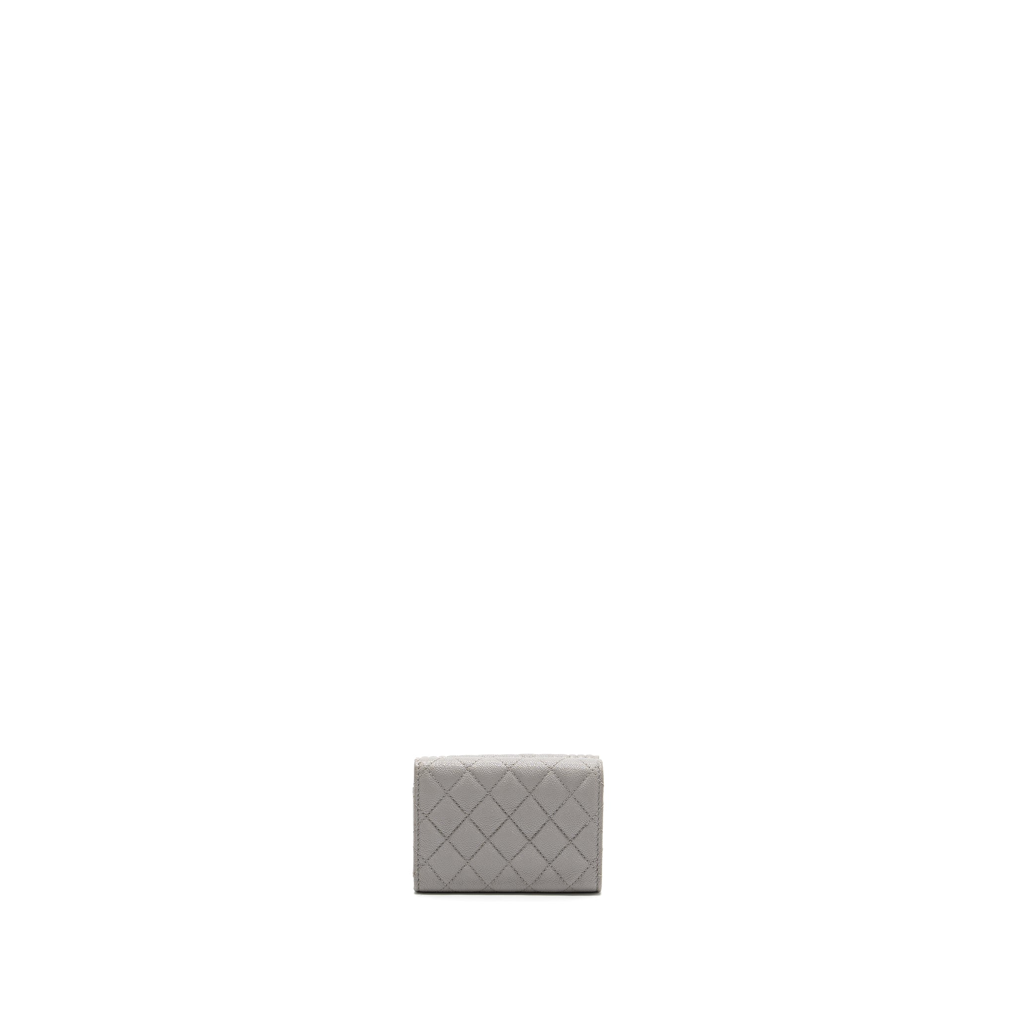 Chanel Compact Wallet Caviar Light Grey L