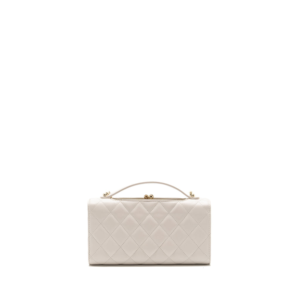 Chanel Top Handle Flap Wallet with chain Lambskin White L (Microchip)