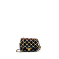 Chanel 22S pearl crush mini square flap bag fabric / tweed black / multicolor  (microchip)