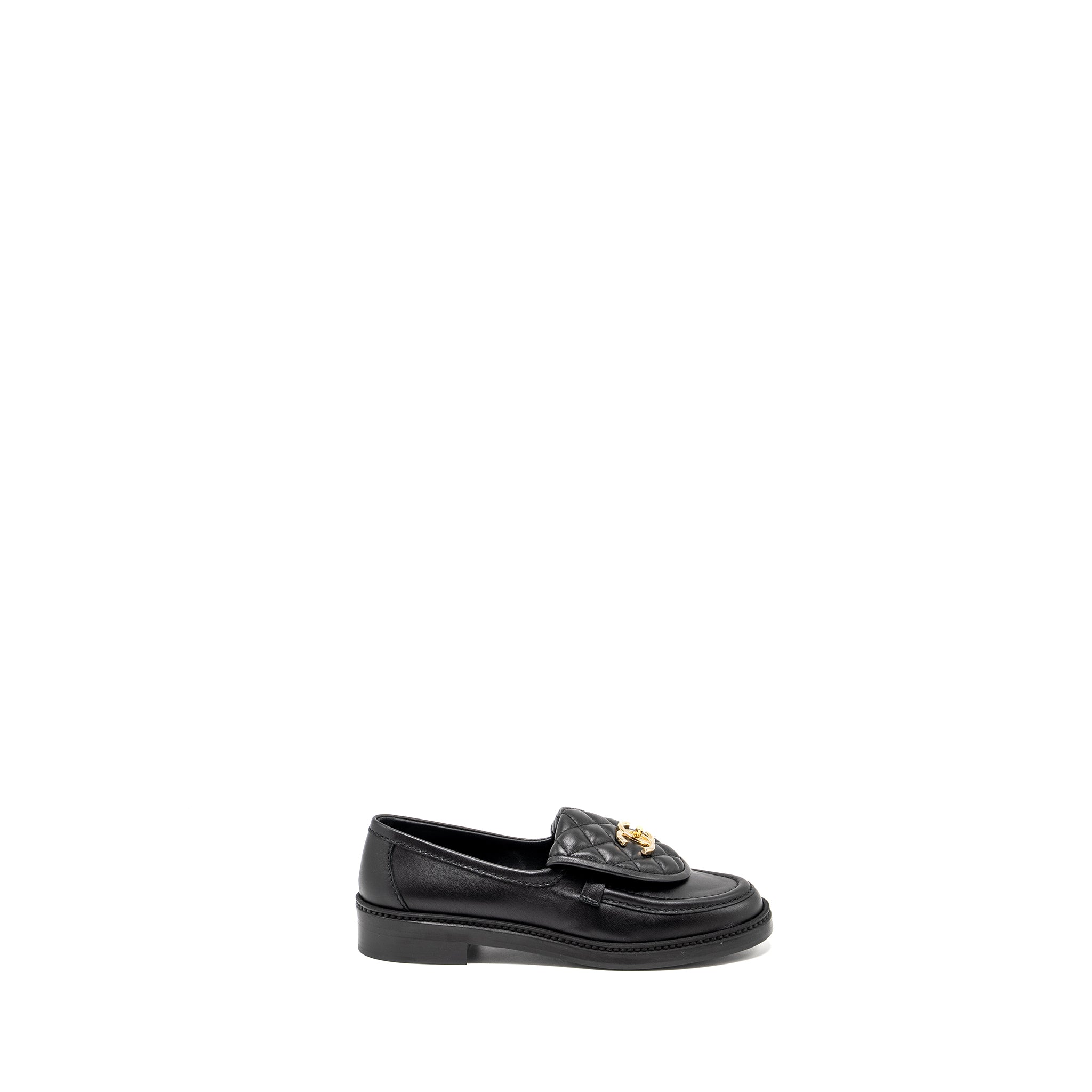 Chanel Size 36.5 CC Turnlock Loafer Quilted Leather Black L
