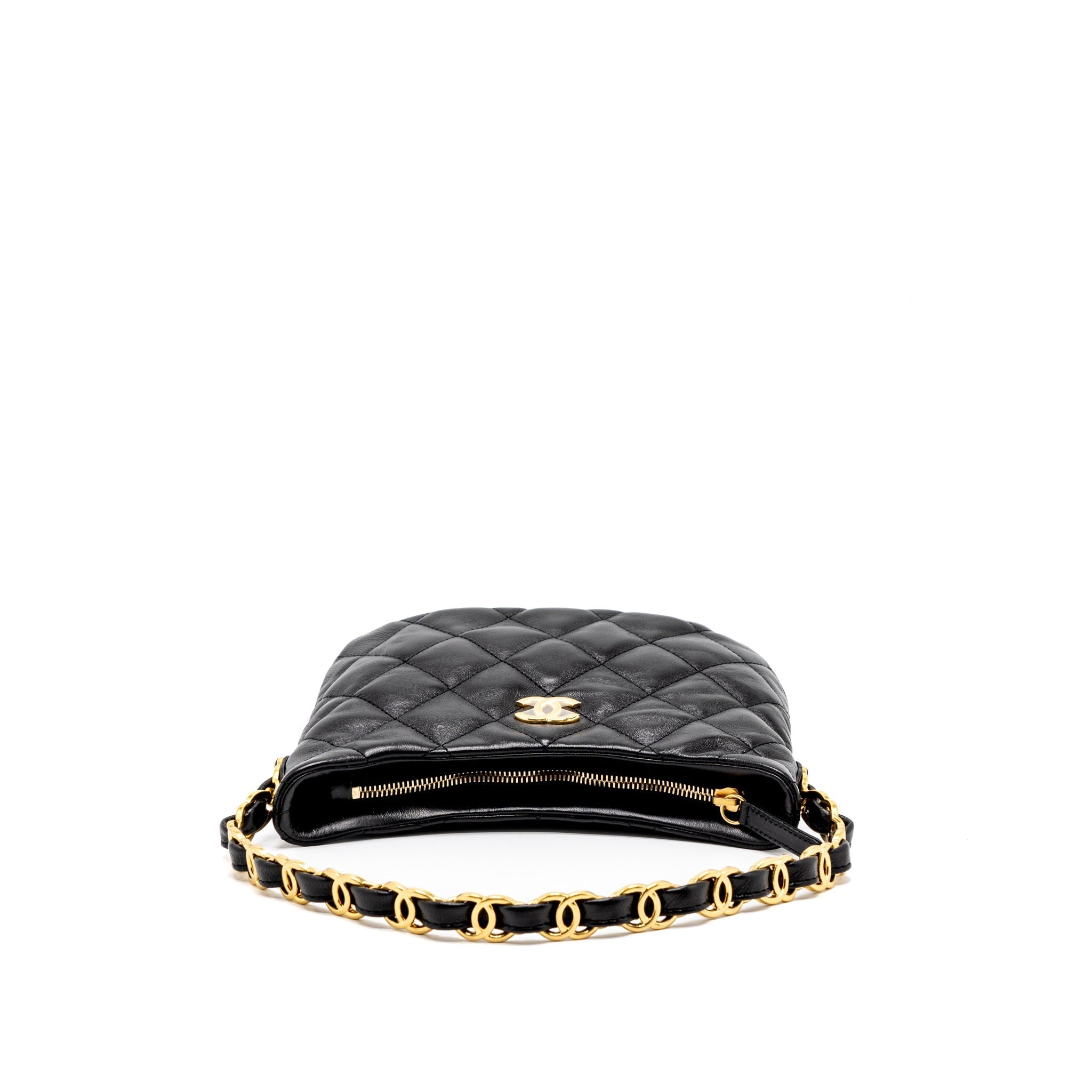 Chanel 22k Hobo Shoulder Bag Lambskin Black  (Microchip)