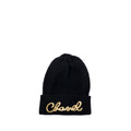 Chanel Beanie with Gold Letters Cashmere Black
