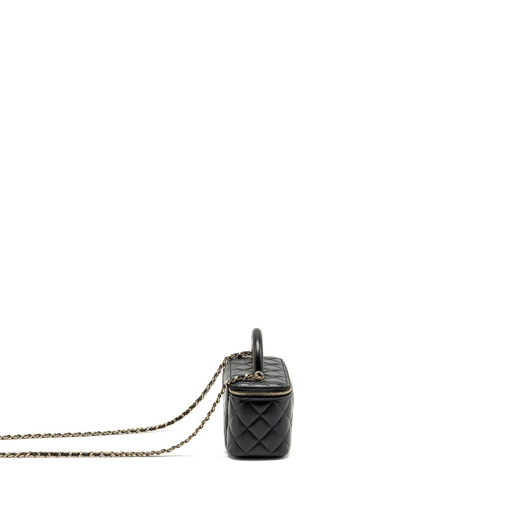 Chanel Top Handle Long Vanity Case Lambskin BLACK L (Microchip)