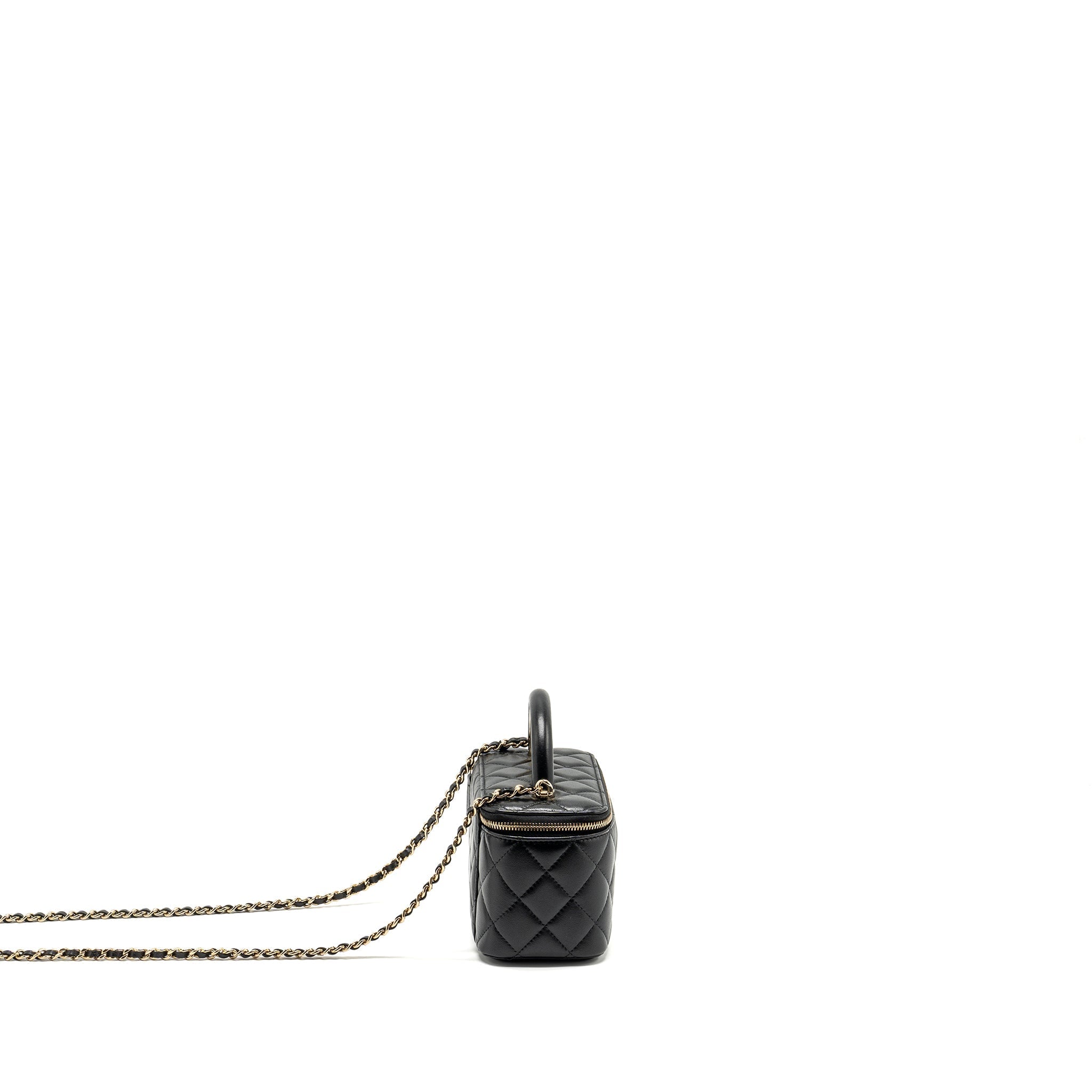 Chanel Top Handle Long Vanity Case Lambskin BLACK L (Microchip)