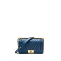 Chanel Medium Chevron Boy Bag Calfskin Blue